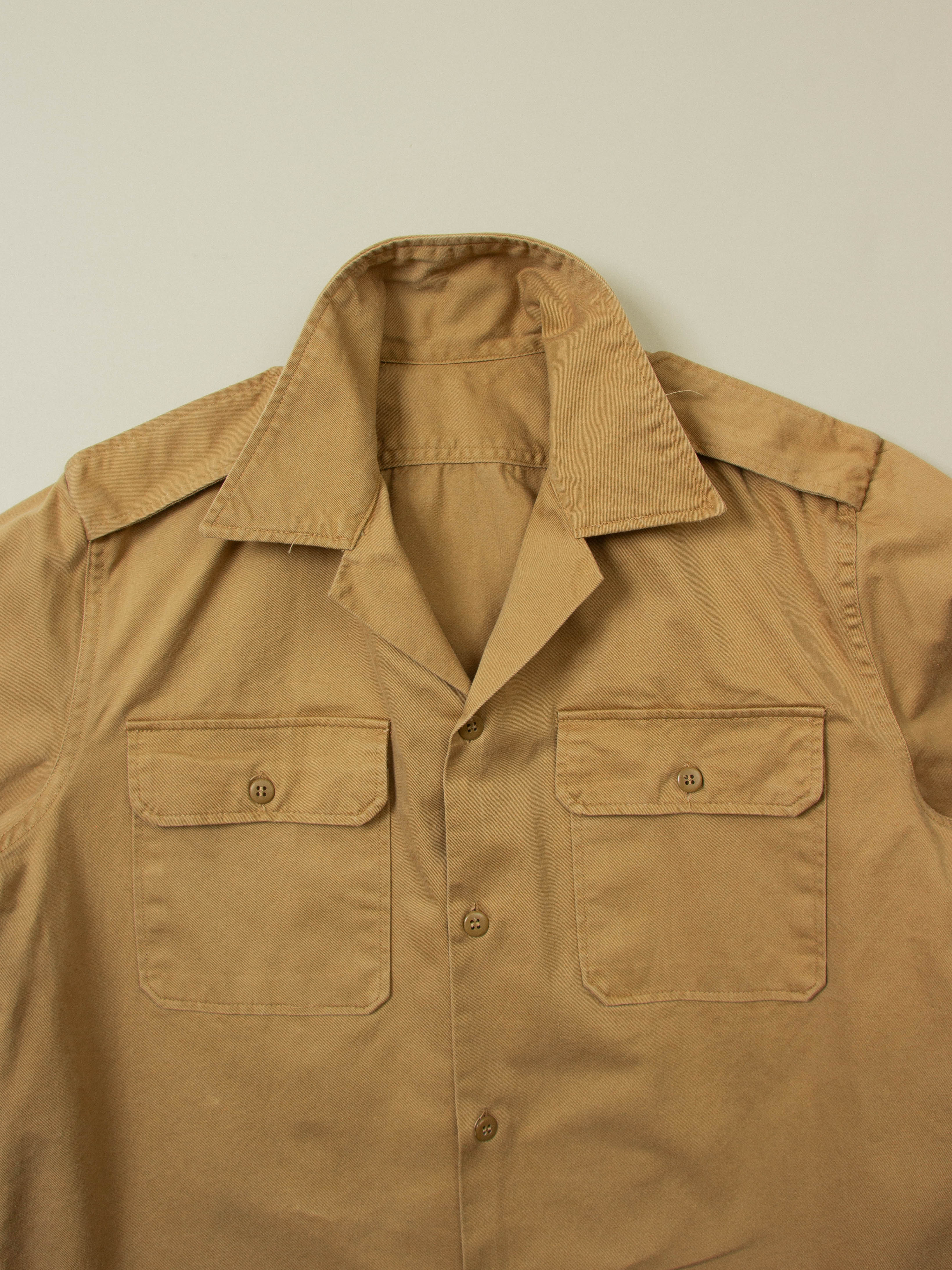 Vtg 1970s Greek Army Khaki Officer Shirt - Image 4