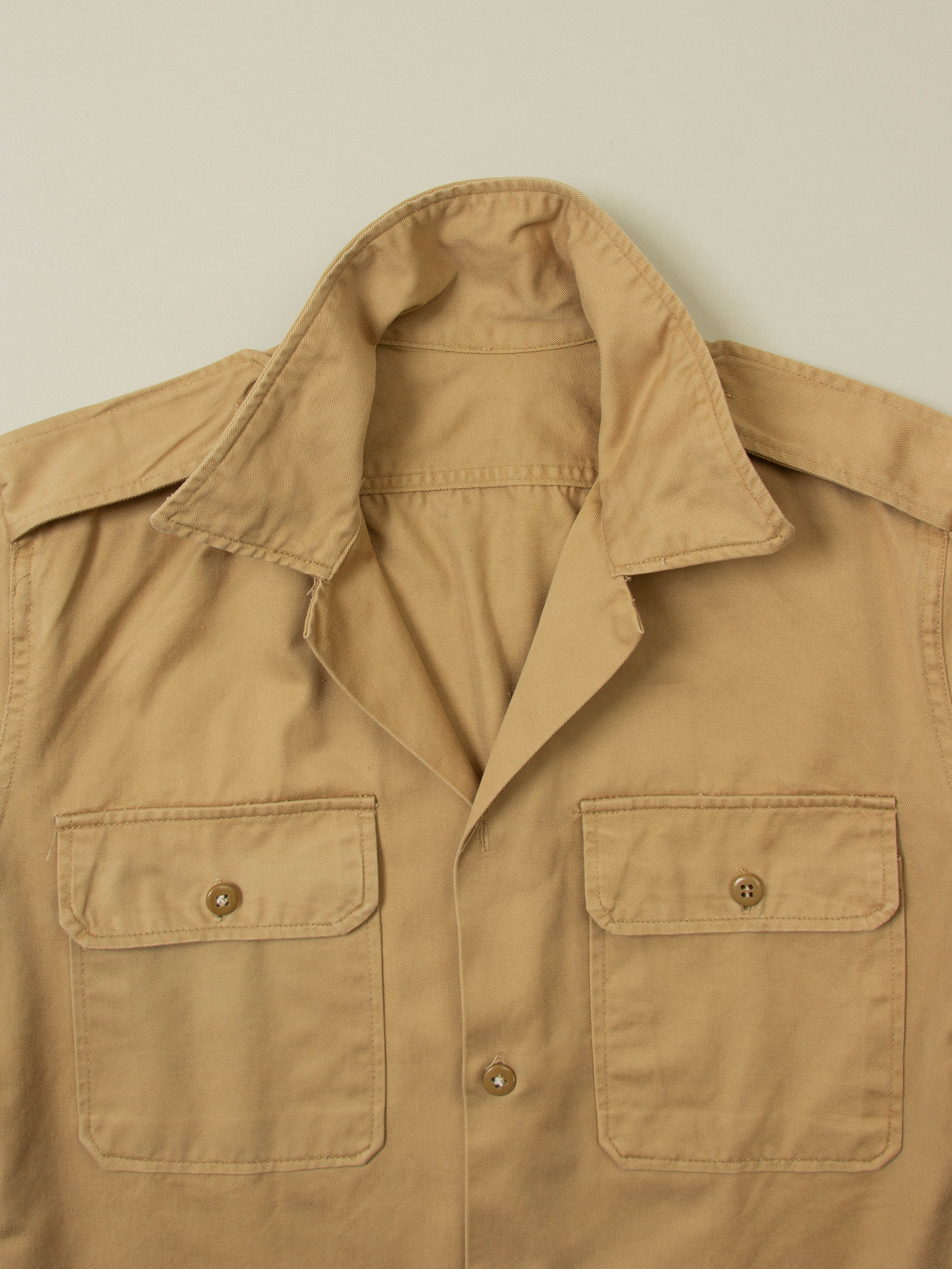 Vtg 1970s Greek Army Khaki Shirt (XS) - Image 2
