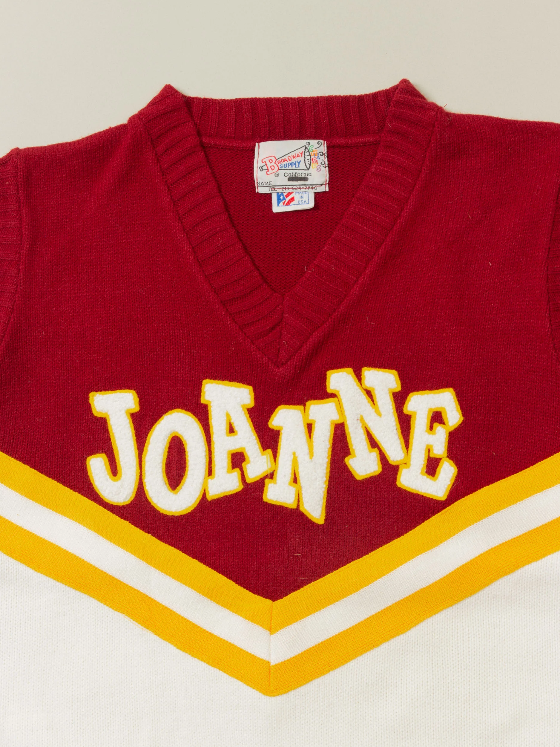 Vtg 1970s Knitted Cheerleader Vest - Made in USA (S) - Image 3