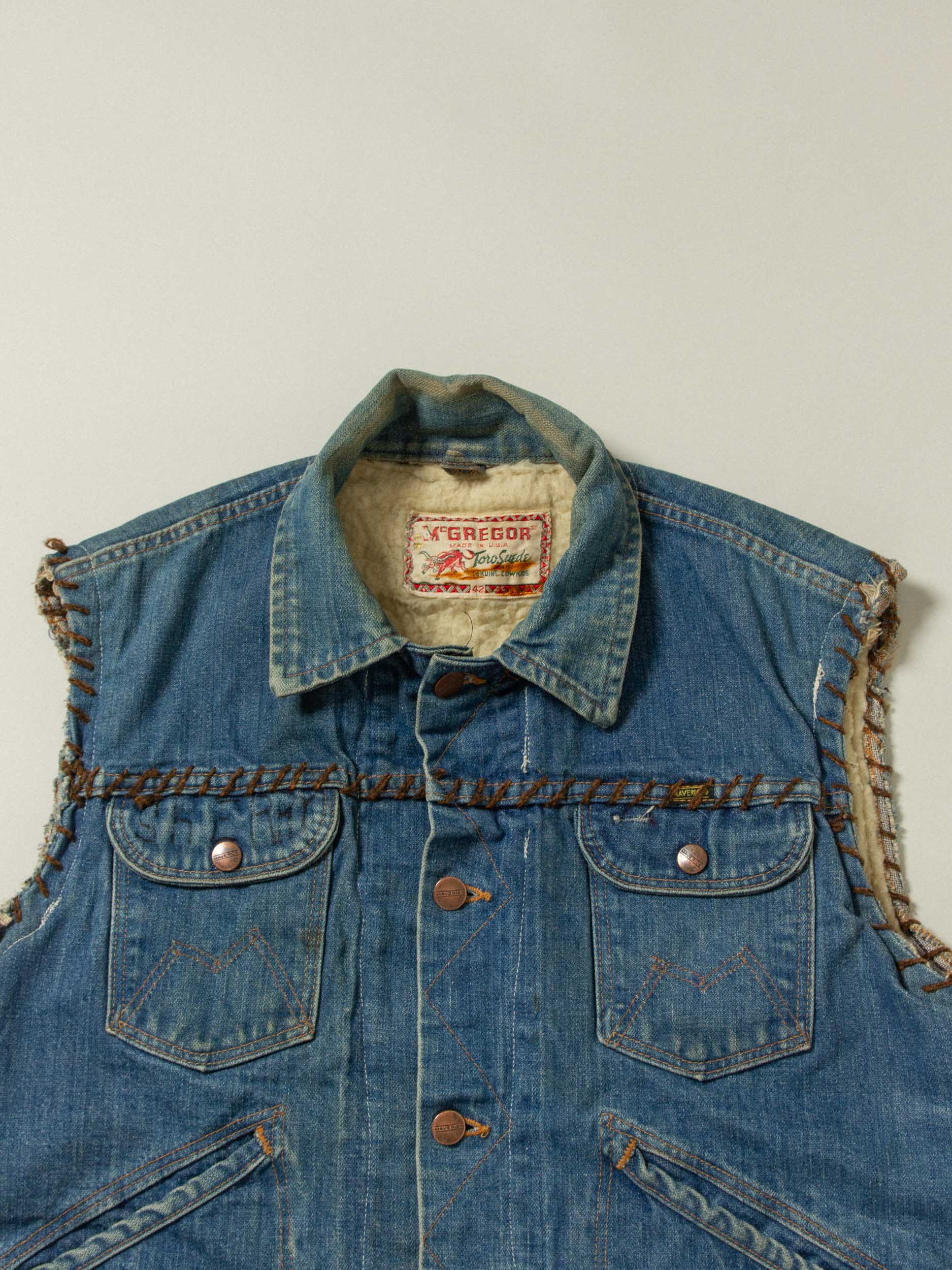 Vtg 1970s Maverick Hand Painted Custom Biker Denim Vest - Made in USA (M) - Image 3