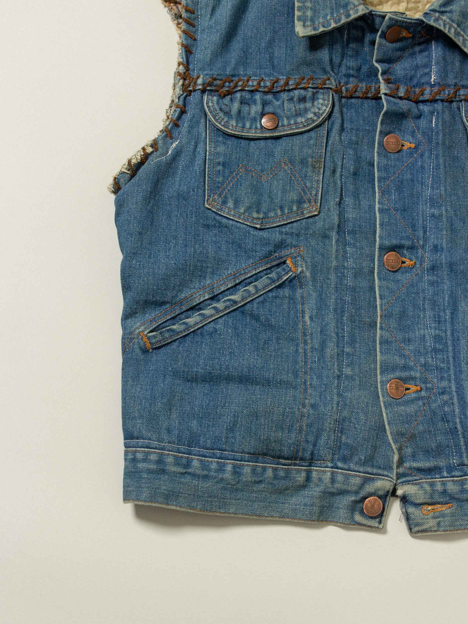Vtg 1970s Maverick Hand Painted Custom Biker Denim Vest - Made in USA (M) - Image 8