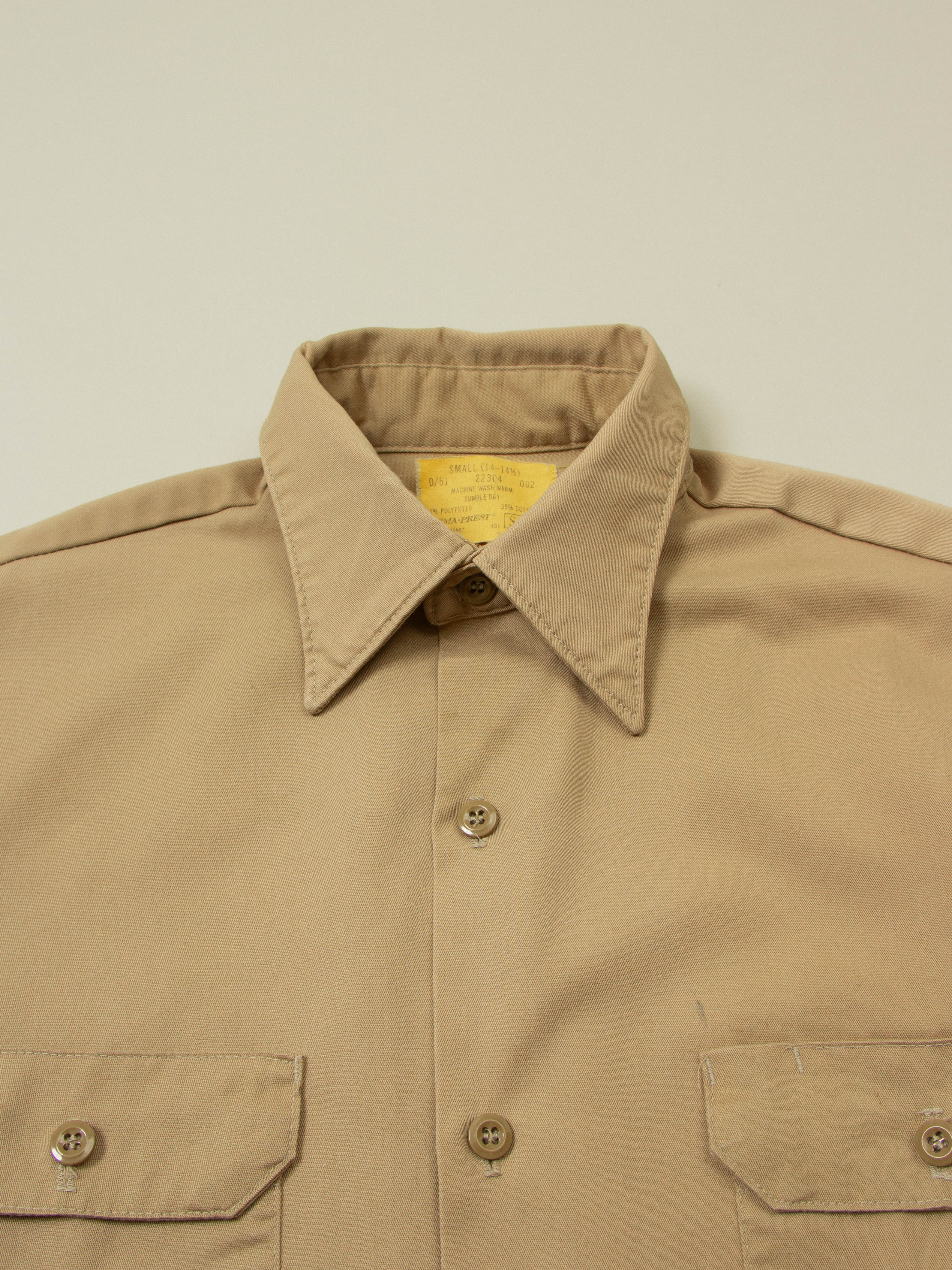 Vtg 1970s Sears Khaki Shirt (S) - Image 2