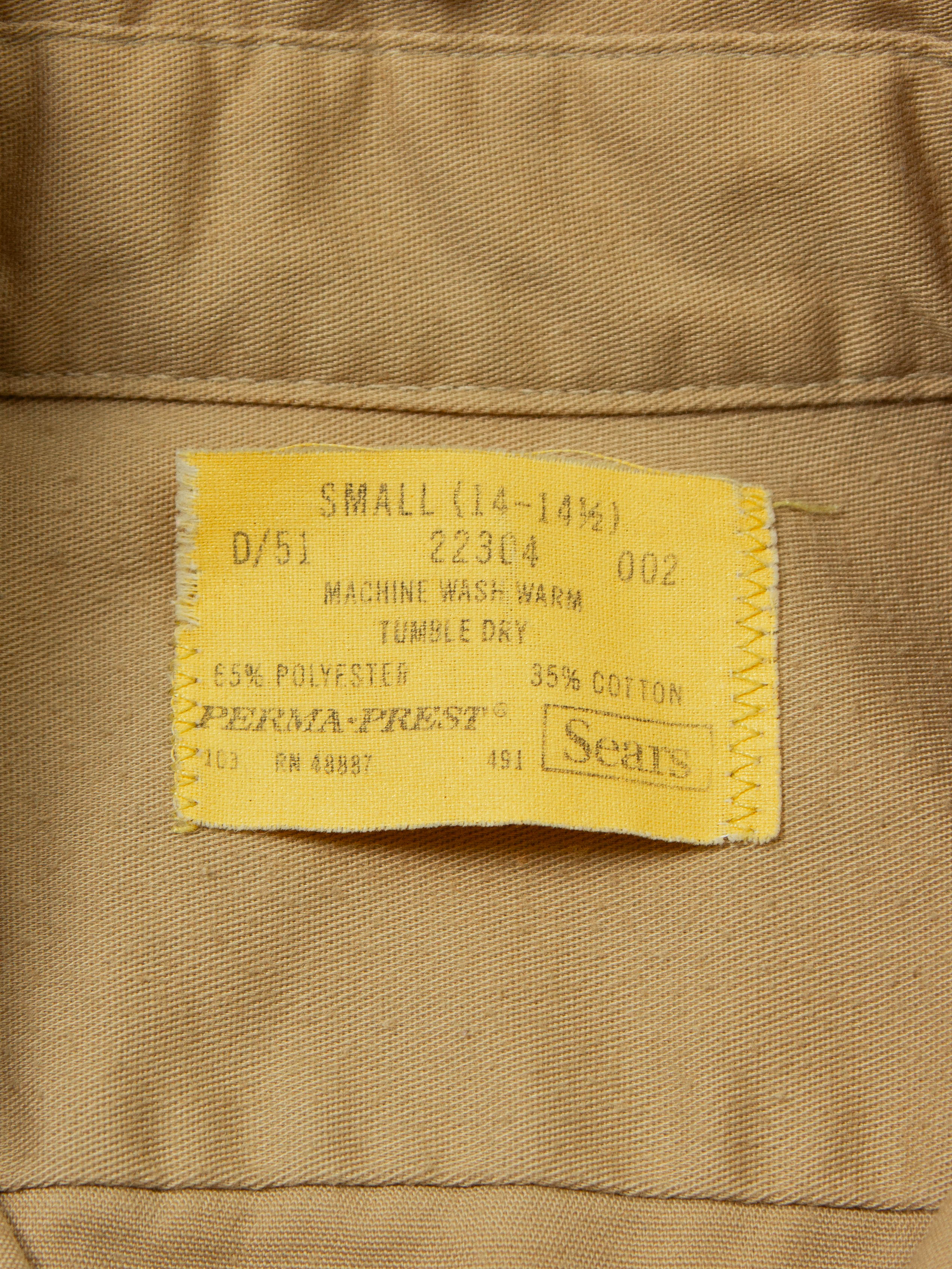 Vtg 1970s Sears Khaki Shirt (S) - Image 4