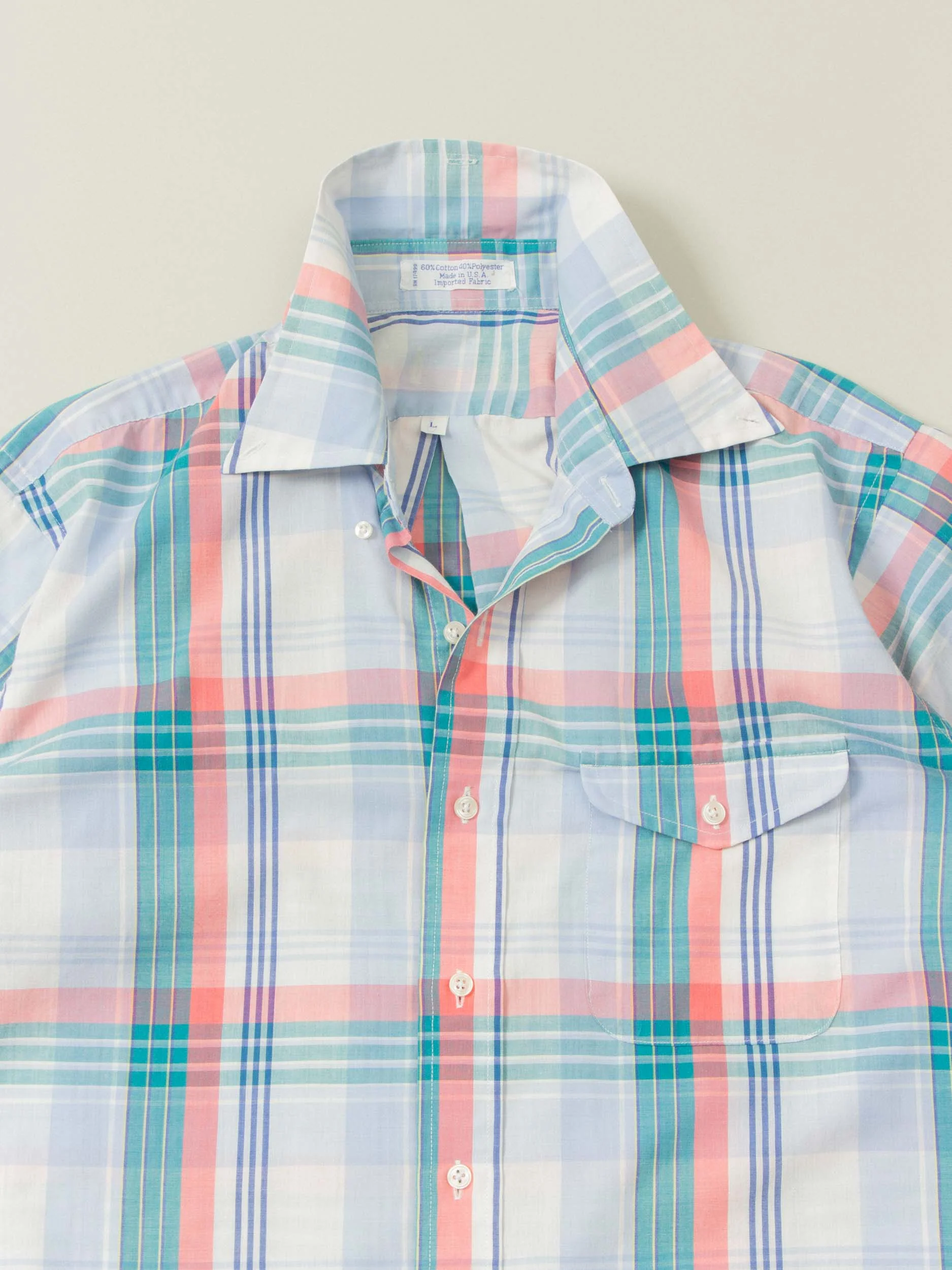 Vtg 1970s Short Sleeve Shirt - Made in USA (L) - Image 3