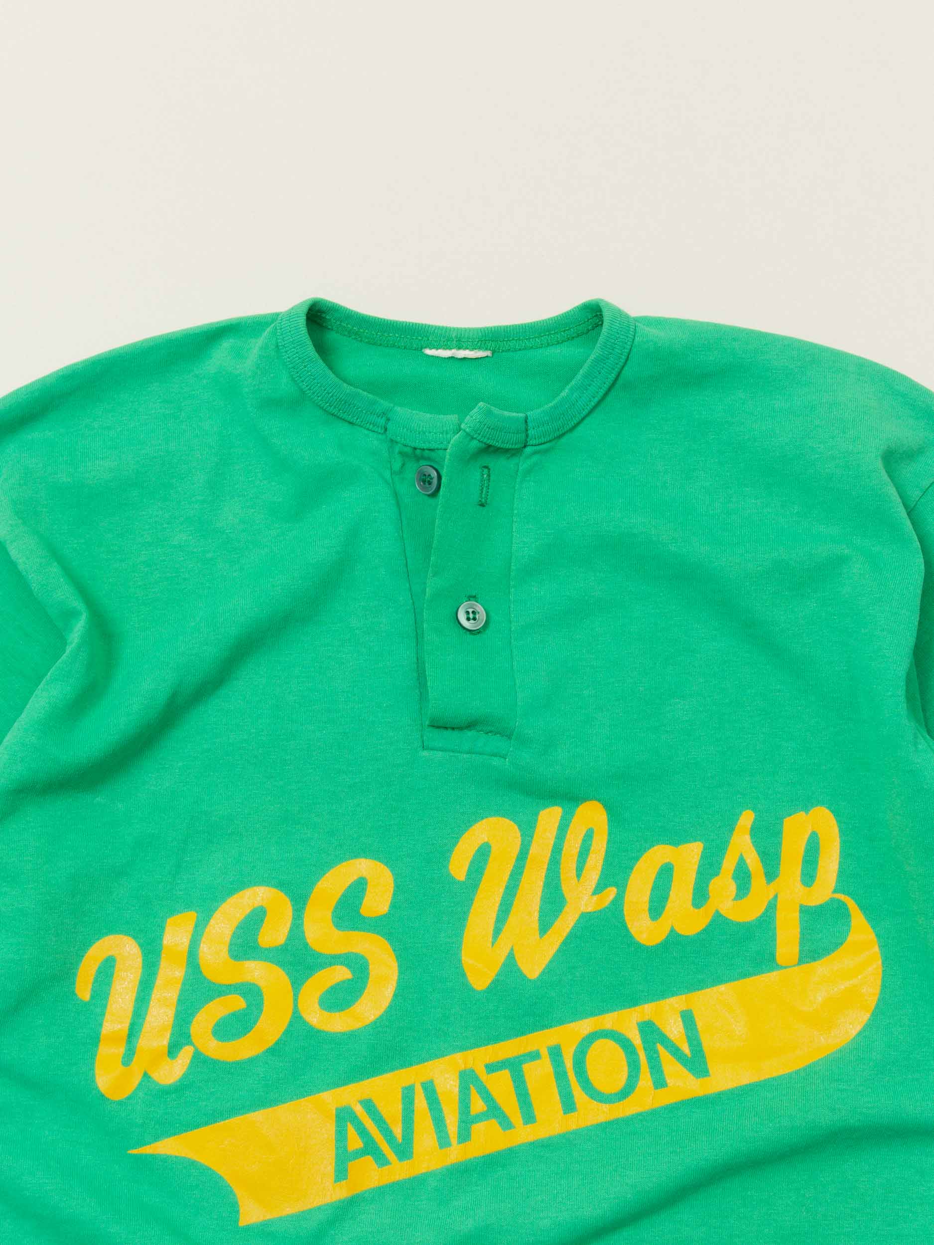 Vtg 1970s US Navy 'USS Wasp Aviation' Single Stitch Sports Tee (M) - Image 3