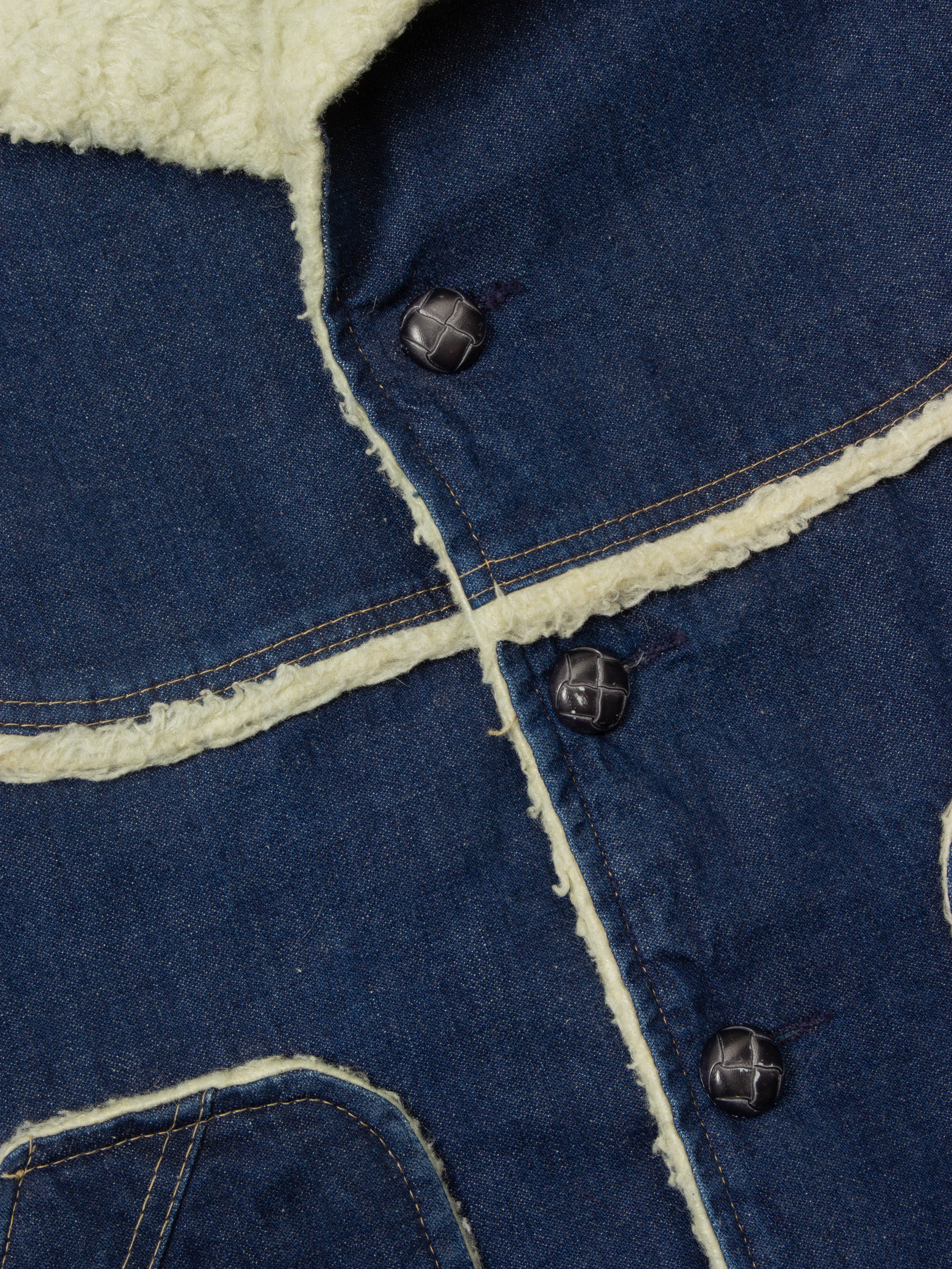 Vtg 1970s Wiman Sherpa Denim Coat - Made in USA (M) - Image 6