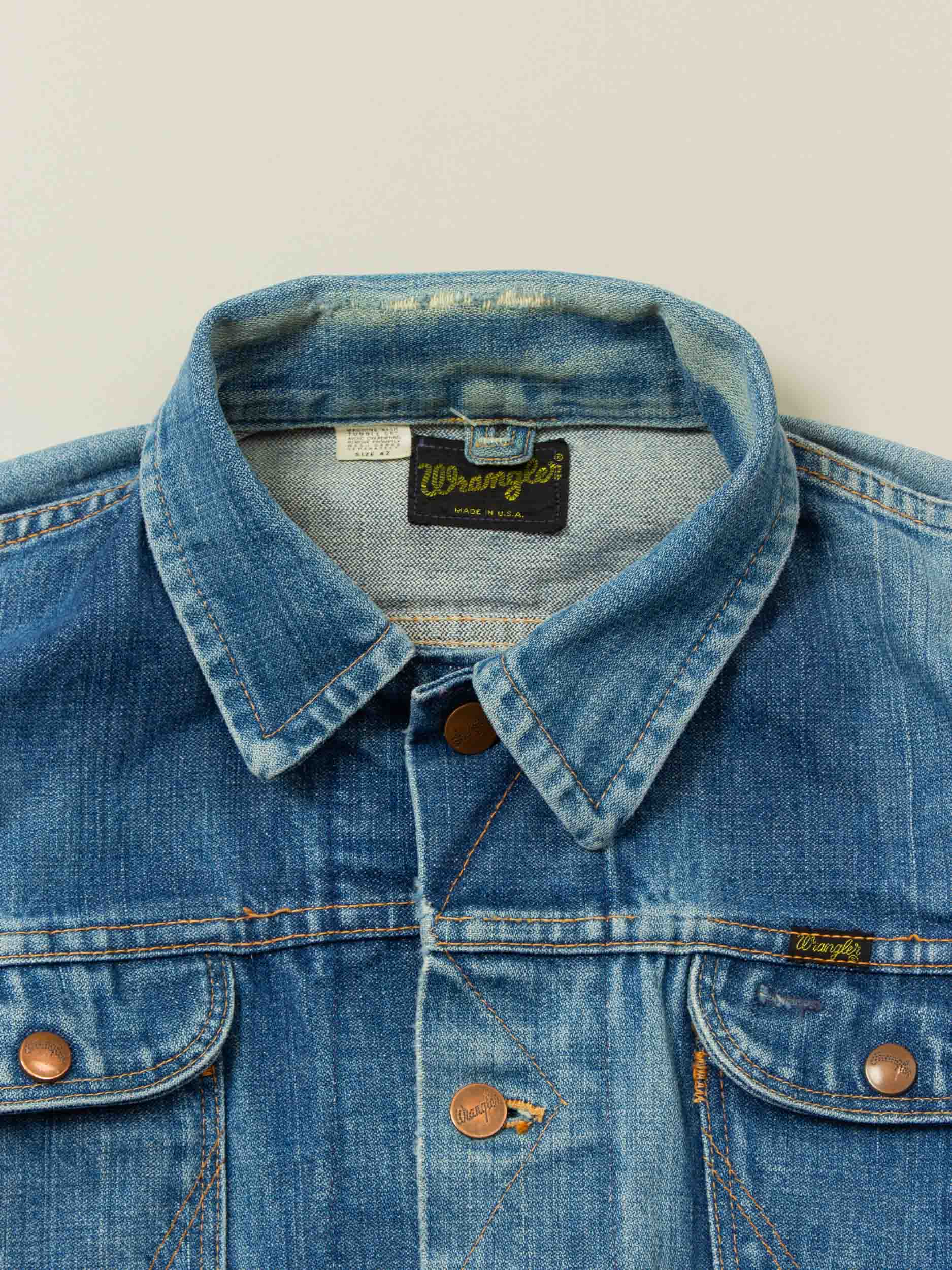 Vtg 1970s Wrangler Denim Jacket – Made in USA (S) - Image 2