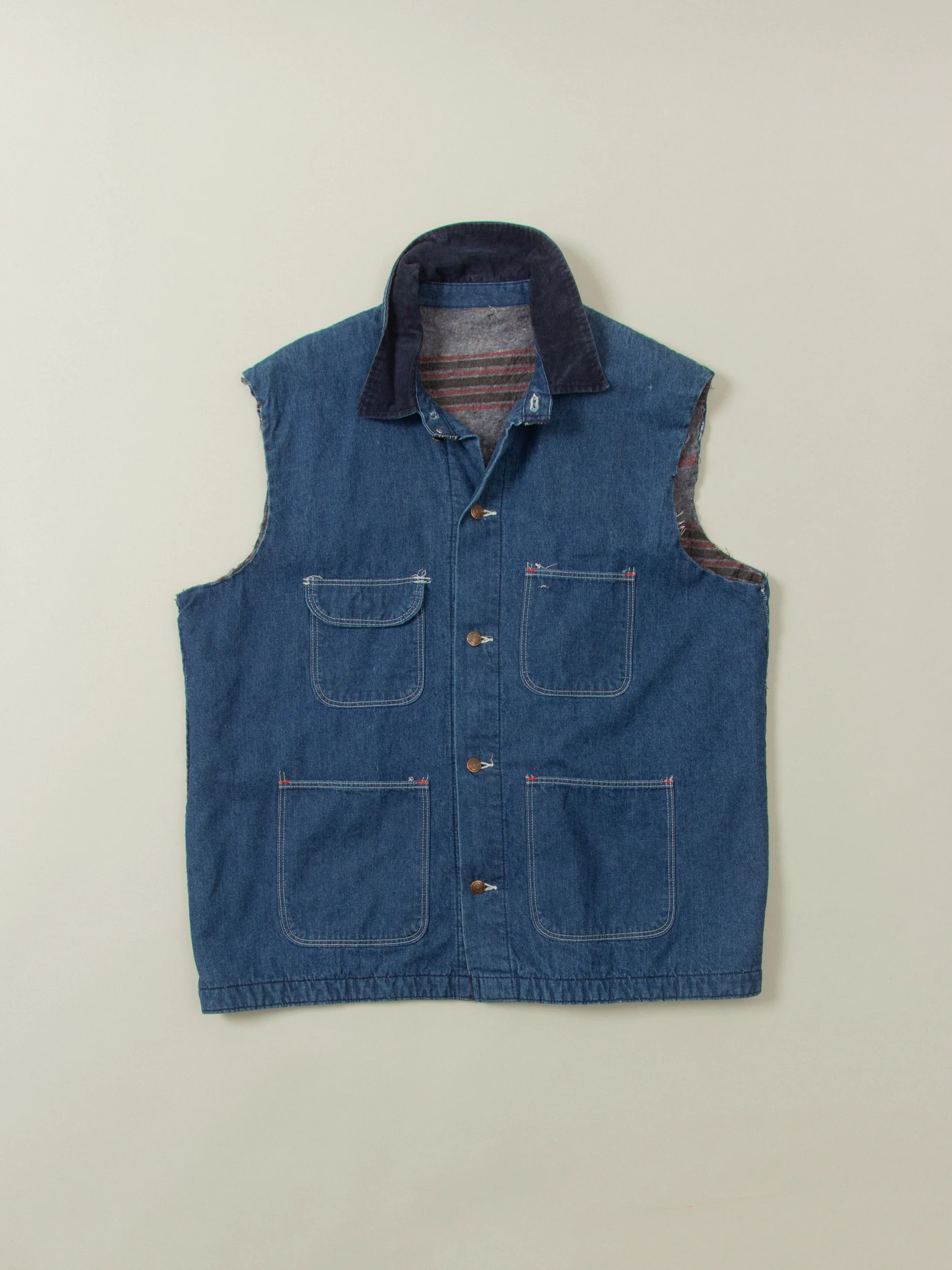 Vtg 1980s Chore Denim Loco Vest (XL)