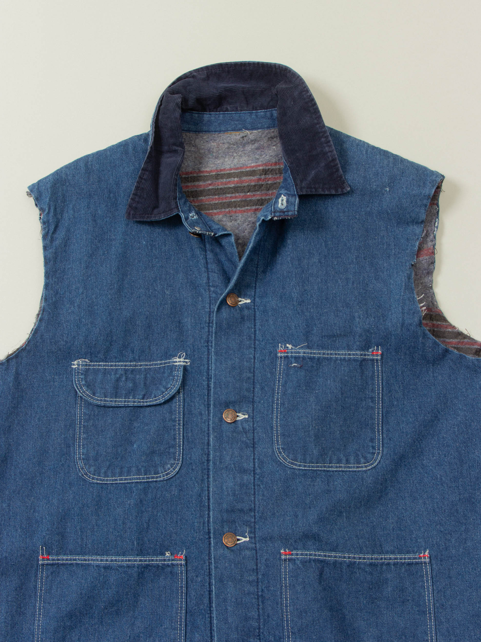 Vtg 1980s Chore Denim Loco Vest (XL) - Image 2