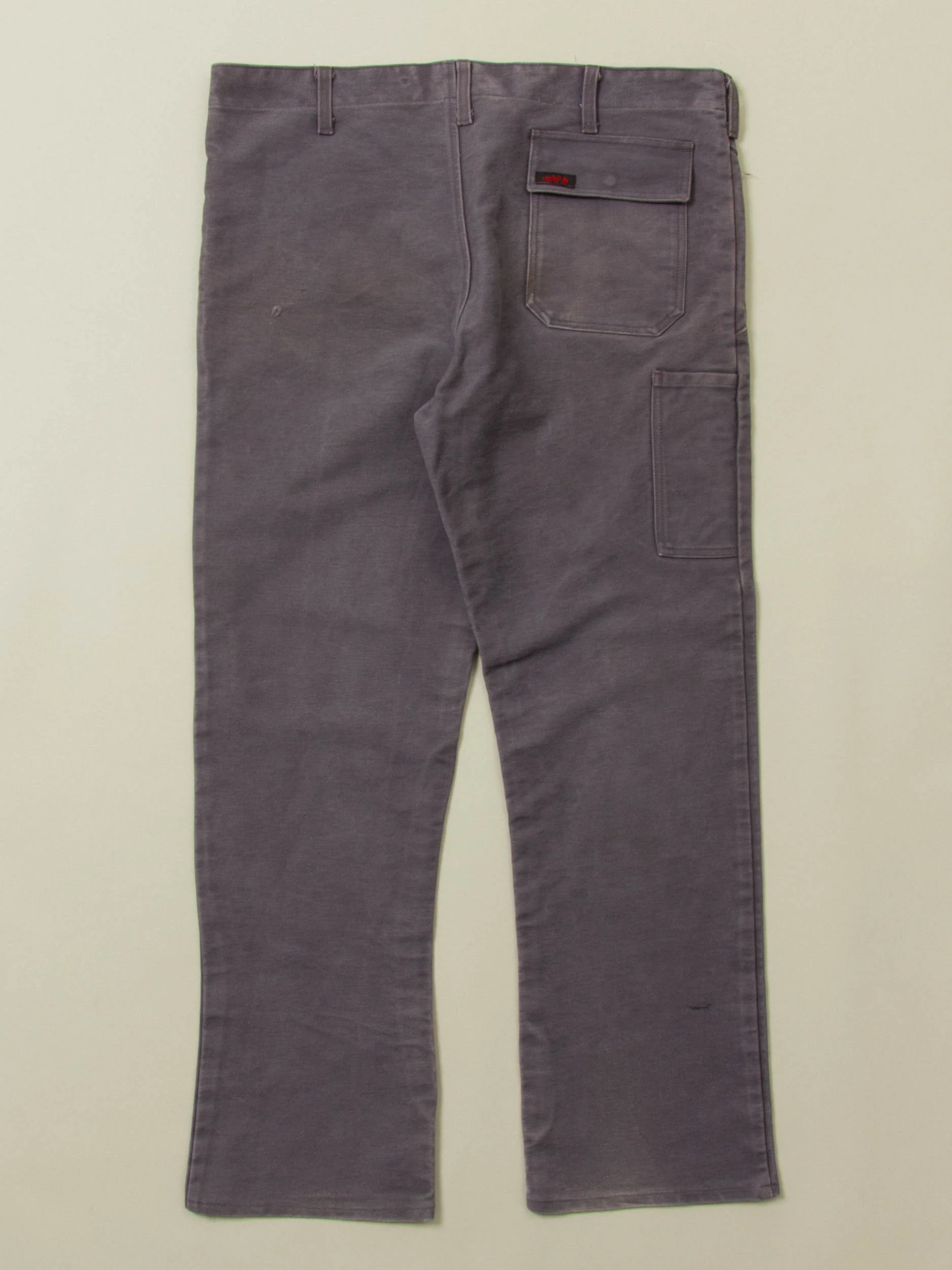 Vtg 1980s Flame Resistant Moleskin Work Trousers (38x30) - Image 3
