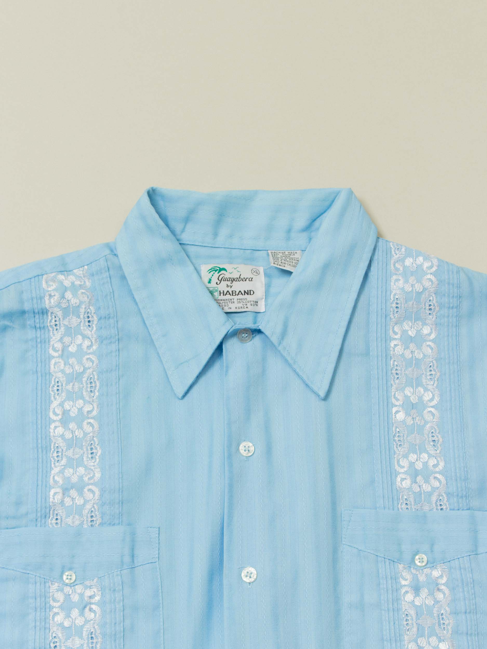 Vtg 1980s 'Haband' Guayabera Cuban Shirt (XL) - Image 3