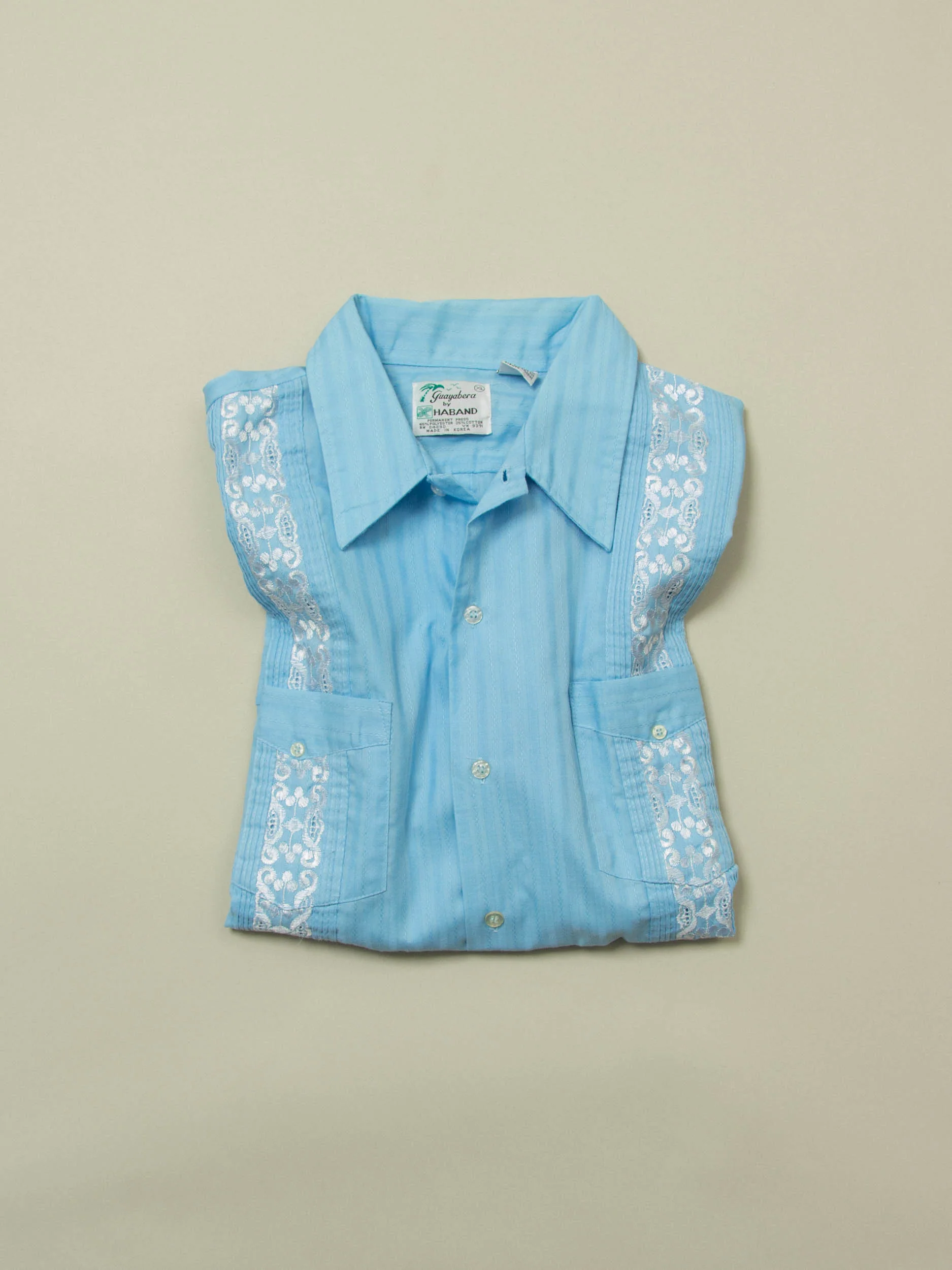 Vtg 1980s 'Haband' Guayabera Cuban Shirt (XL) - Image 6