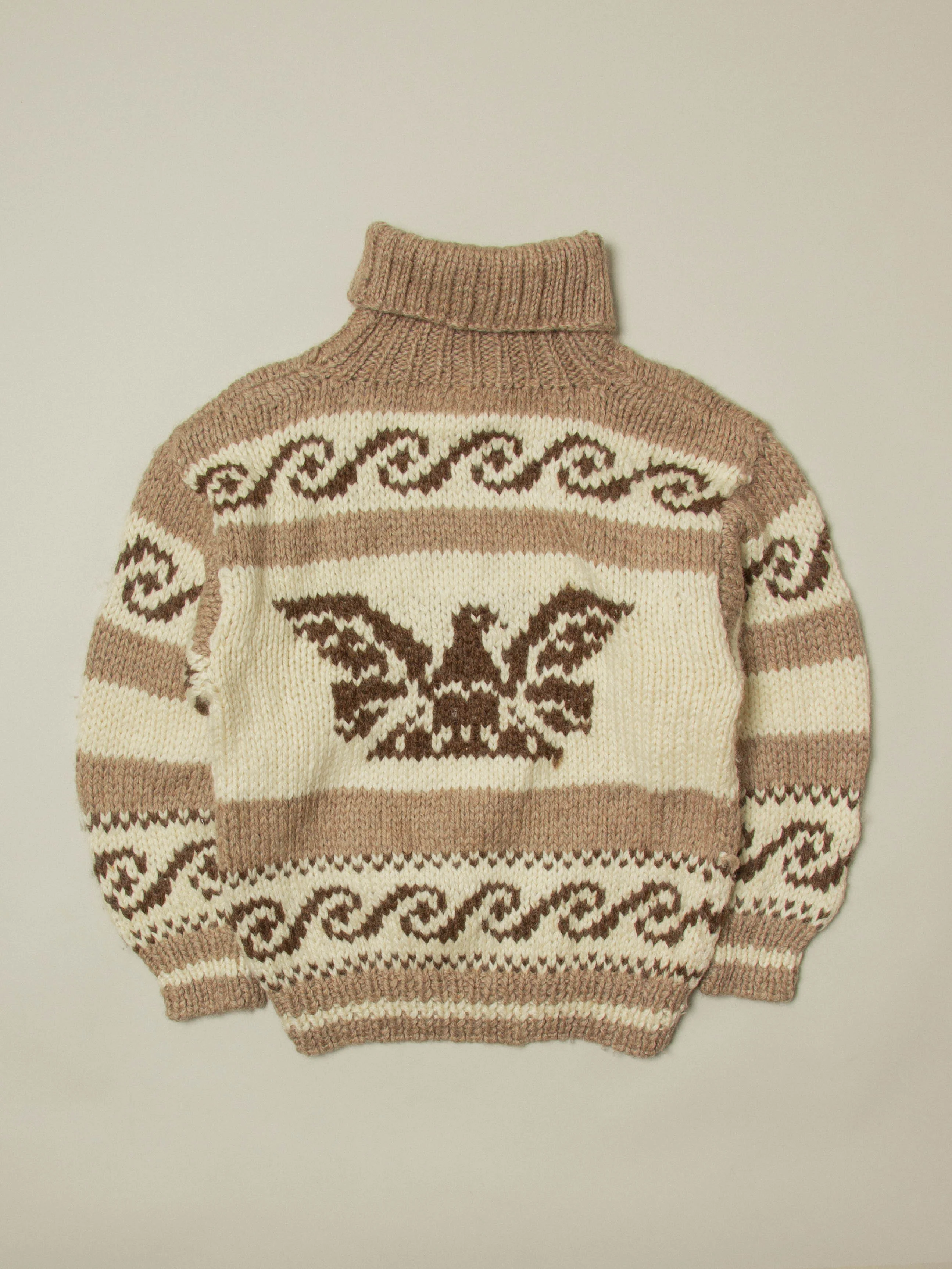 Vtg 1980s Heavy Cowichan Wool Roll Neck (S) - Image 4