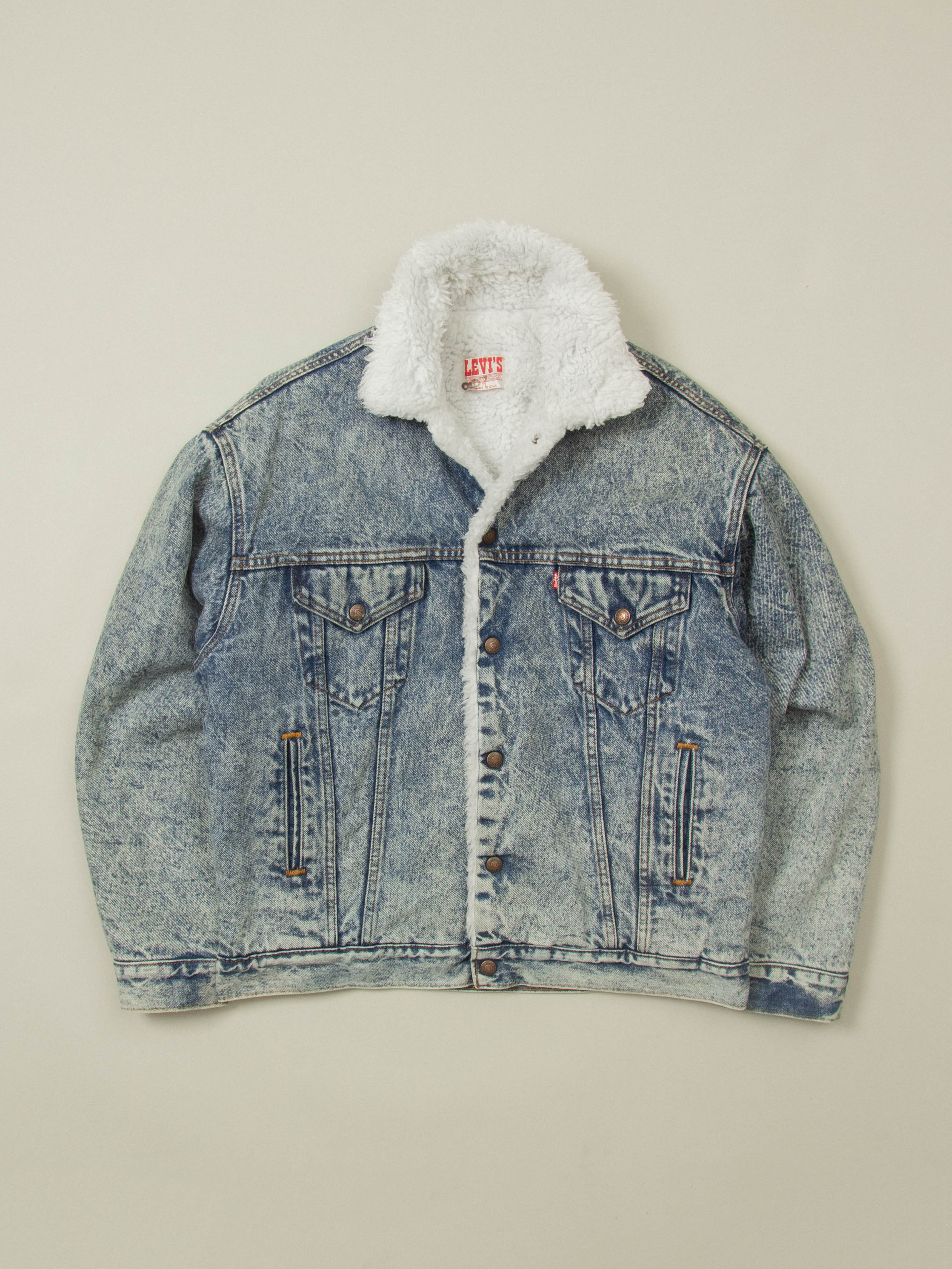 Vtg 1980s Levi's Sherpa Denim Jacket - Made in USA (M/L)