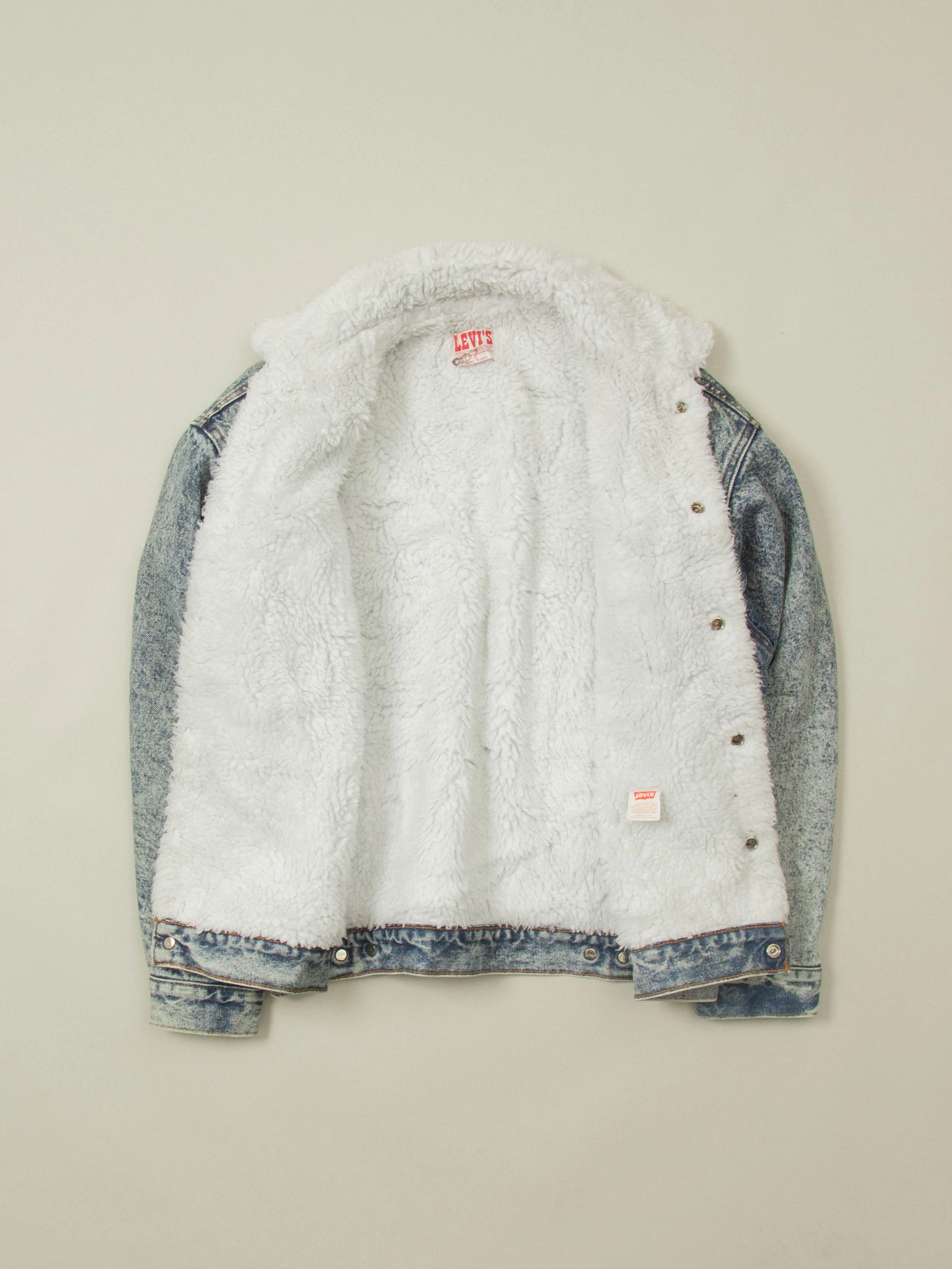 Vtg 1980s Levi's Sherpa Denim Jacket - Made in USA (M/L) - Image 3