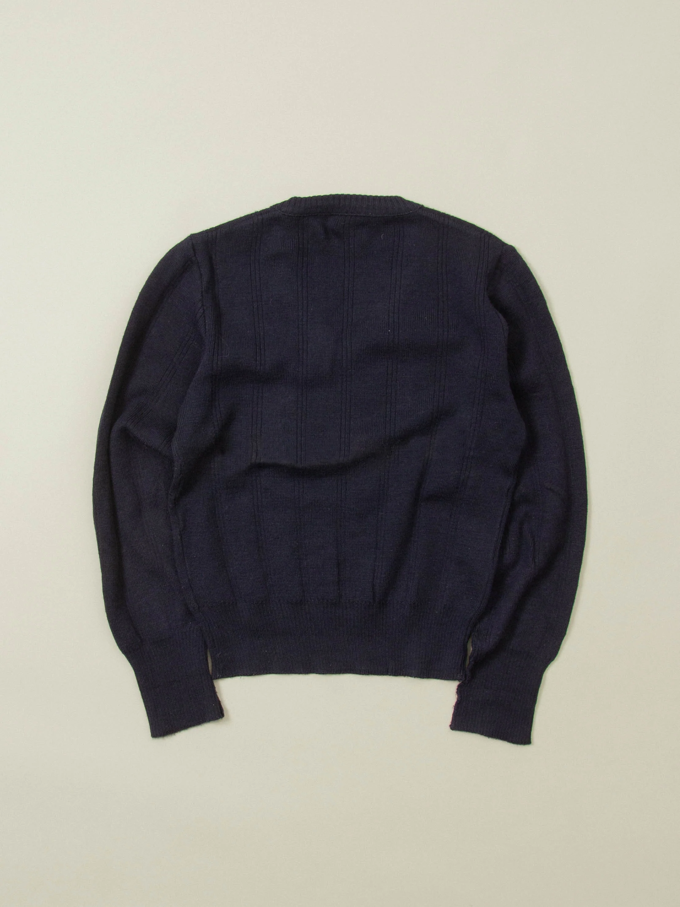 Vtg 1980s Navy V-Neck Army Wool Sweater - Image 5