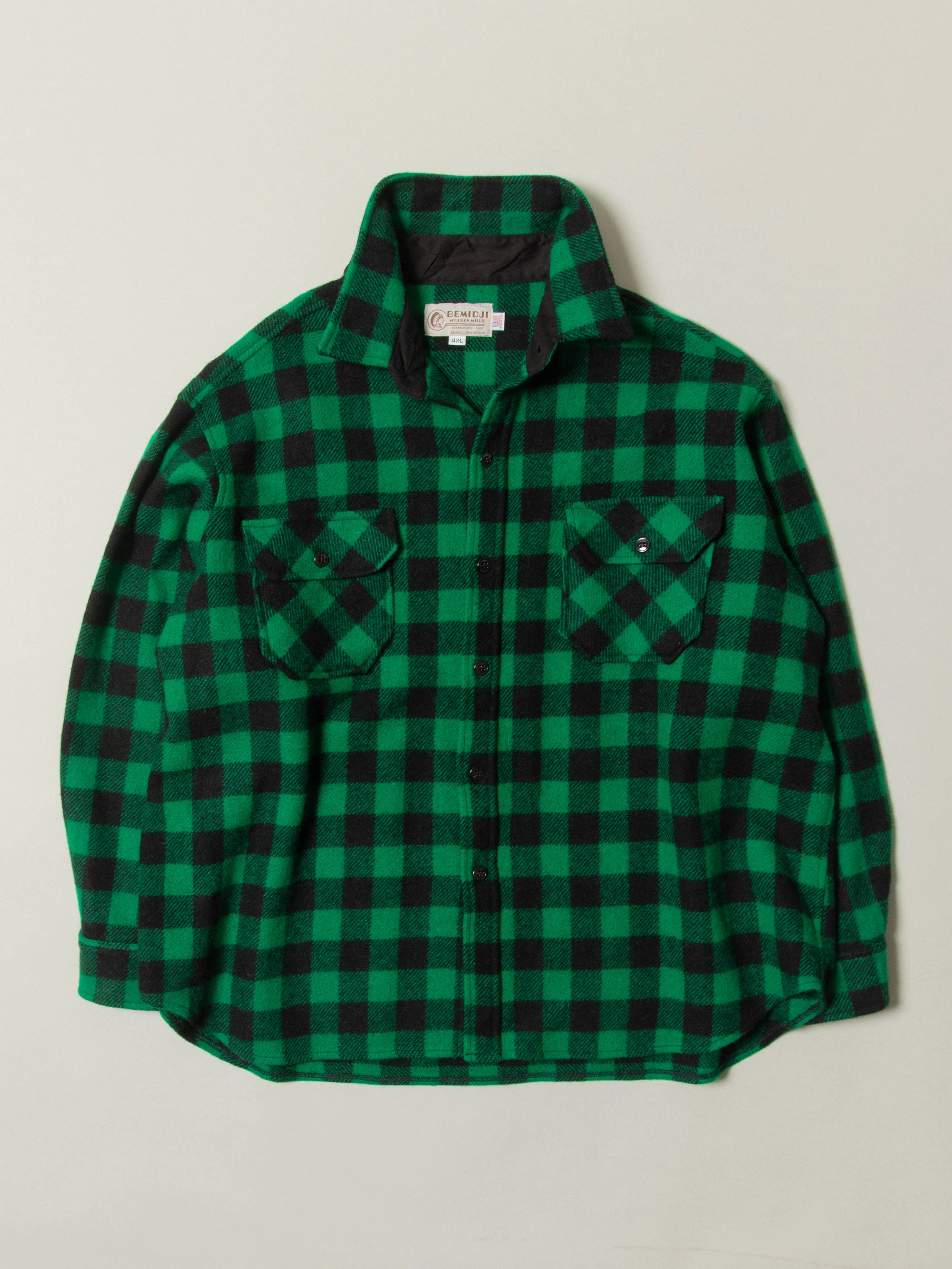 Vtg 1980s Plaid Wool Shirt - Made in USA (4XL)