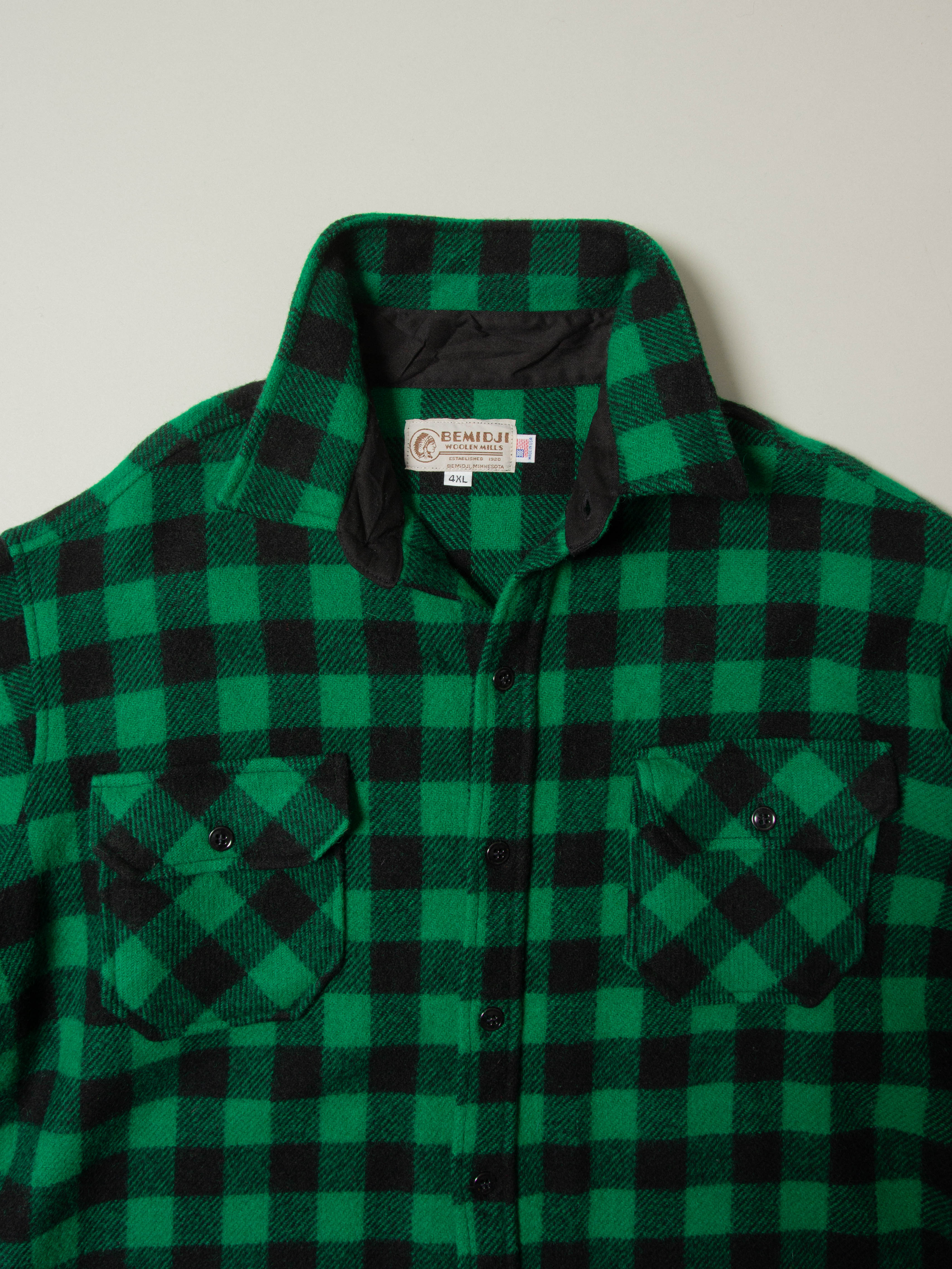 Vtg 1980s Plaid Wool Shirt - Made in USA (4XL) - Image 4