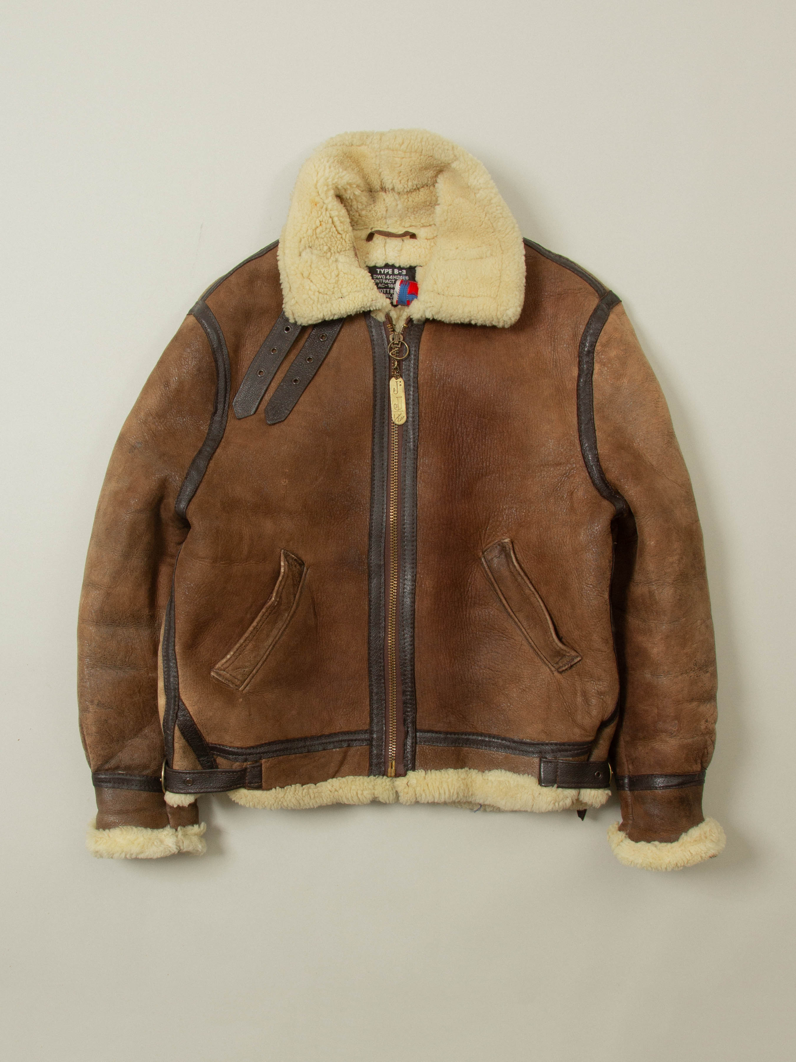 Vtg 1980s Schott NYC B-3 Shearling Jacket - Made in USA (L)