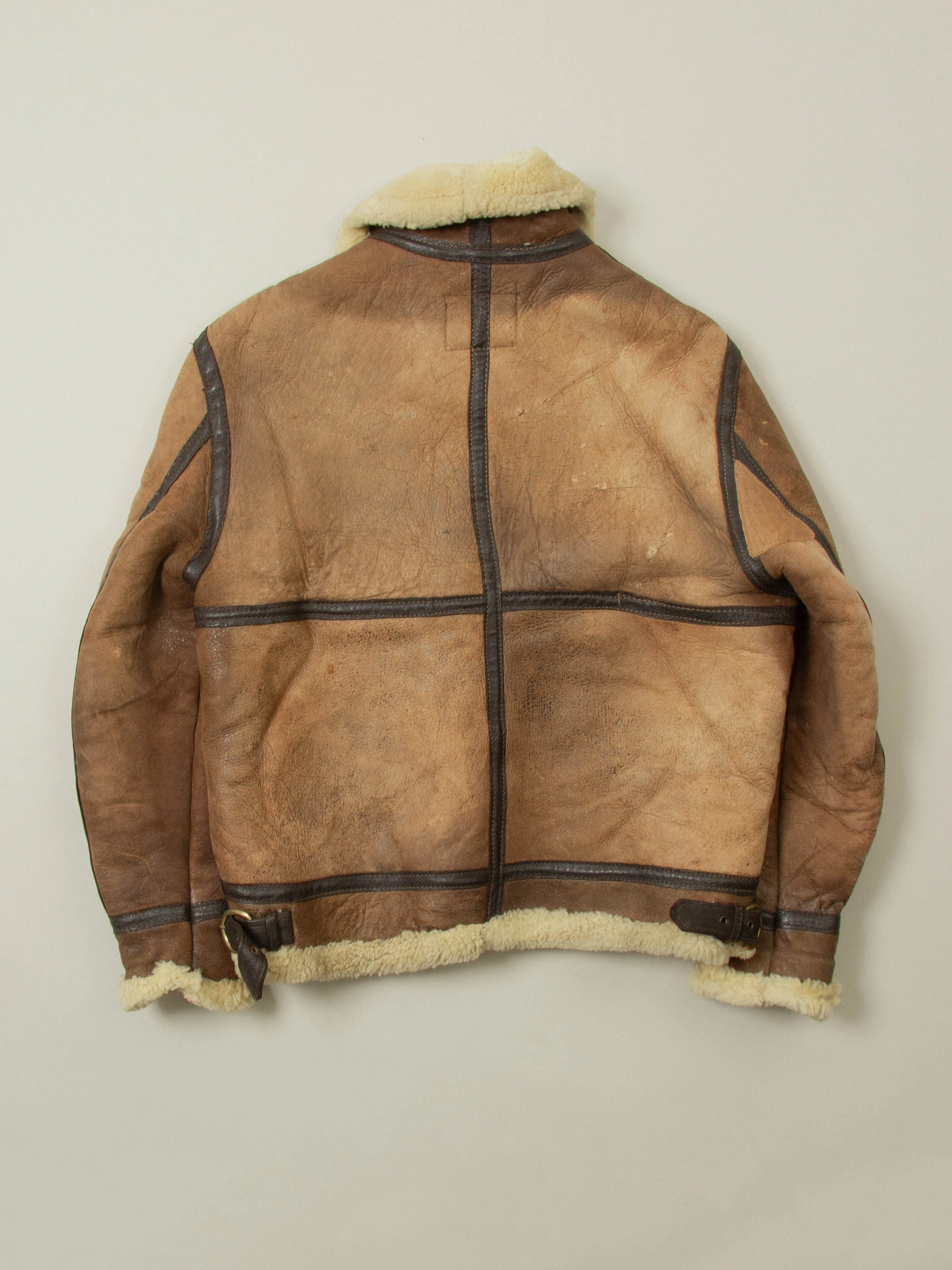 Vtg 1980s Schott NYC B-3 Shearling Jacket - Made in USA (L) - Image 2