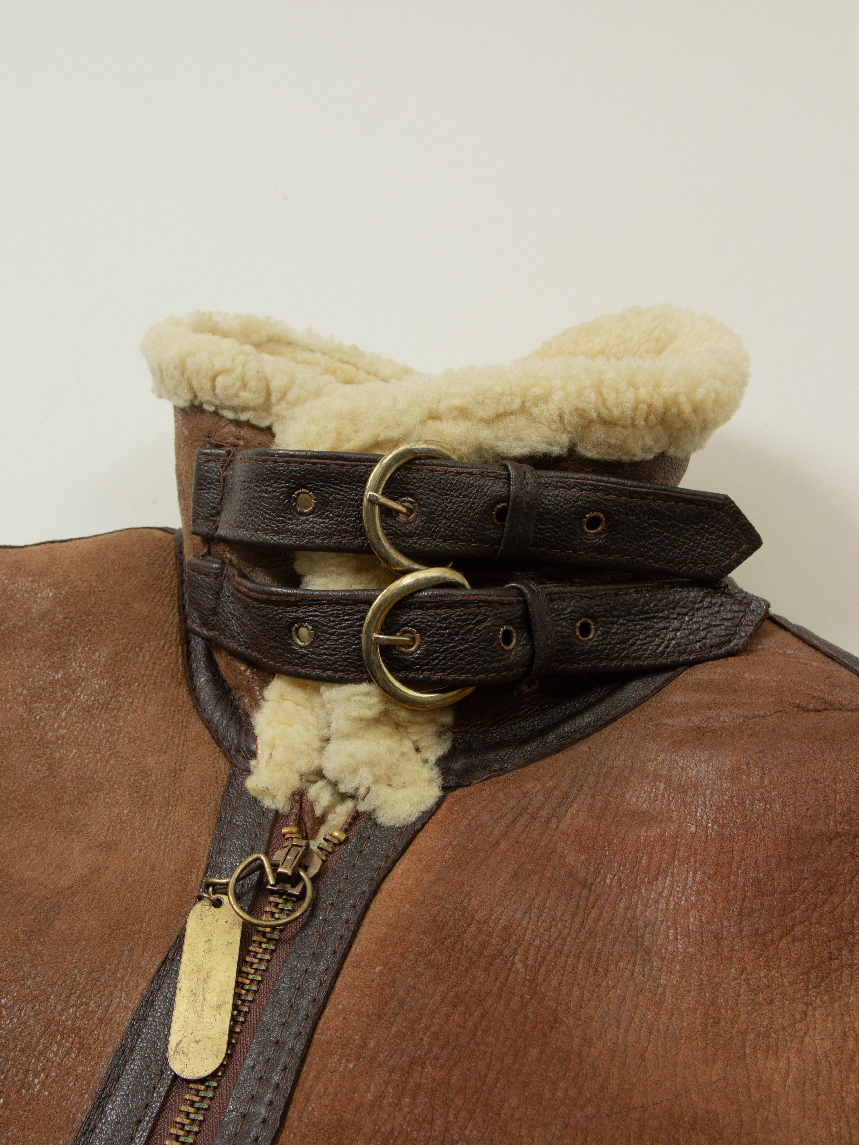 Vtg 1980s Schott NYC B-3 Shearling Jacket - Made in USA (L) - Image 3