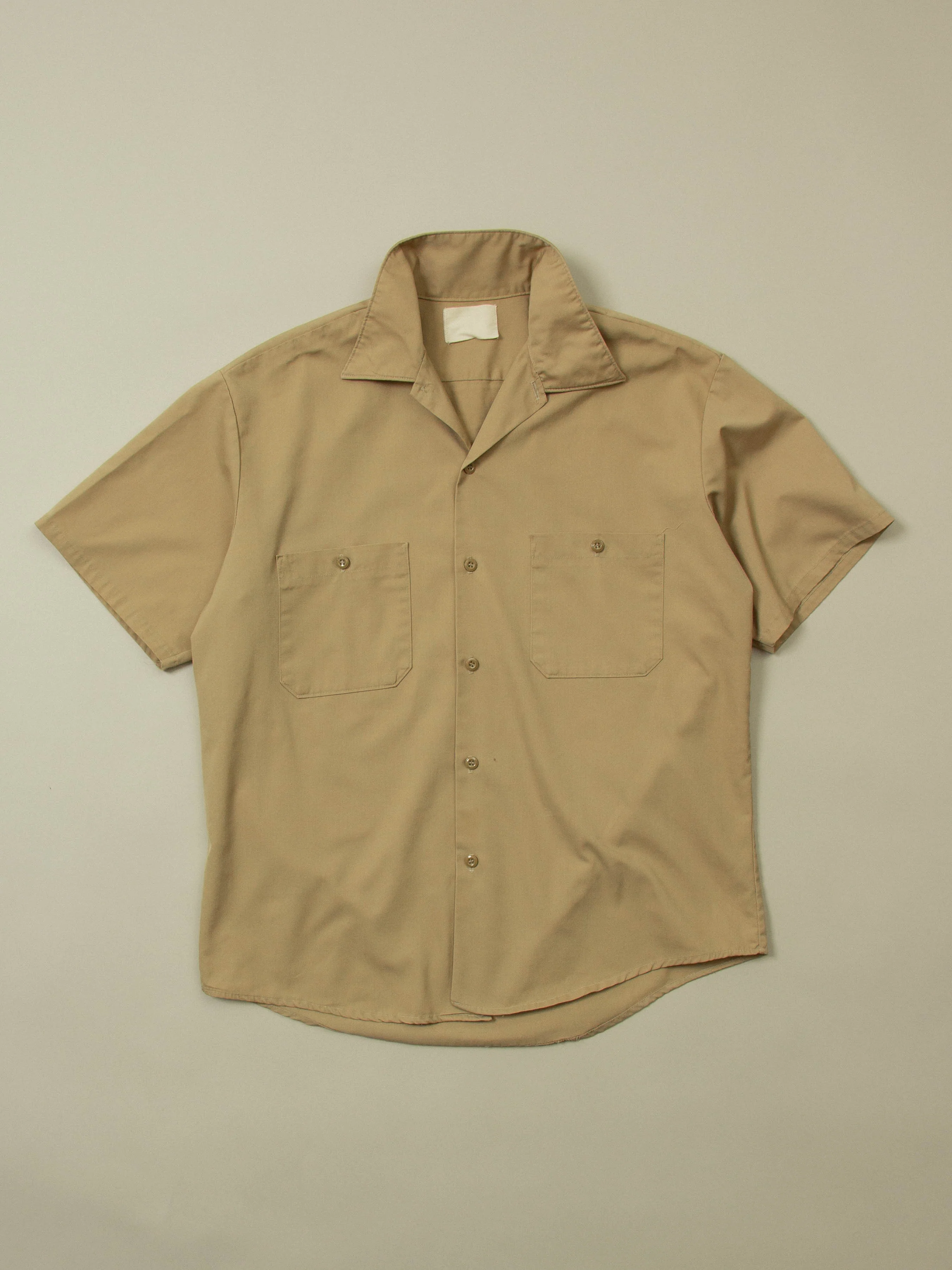 Vtg 1980s Short Sleeve Khaki Shirt (M)