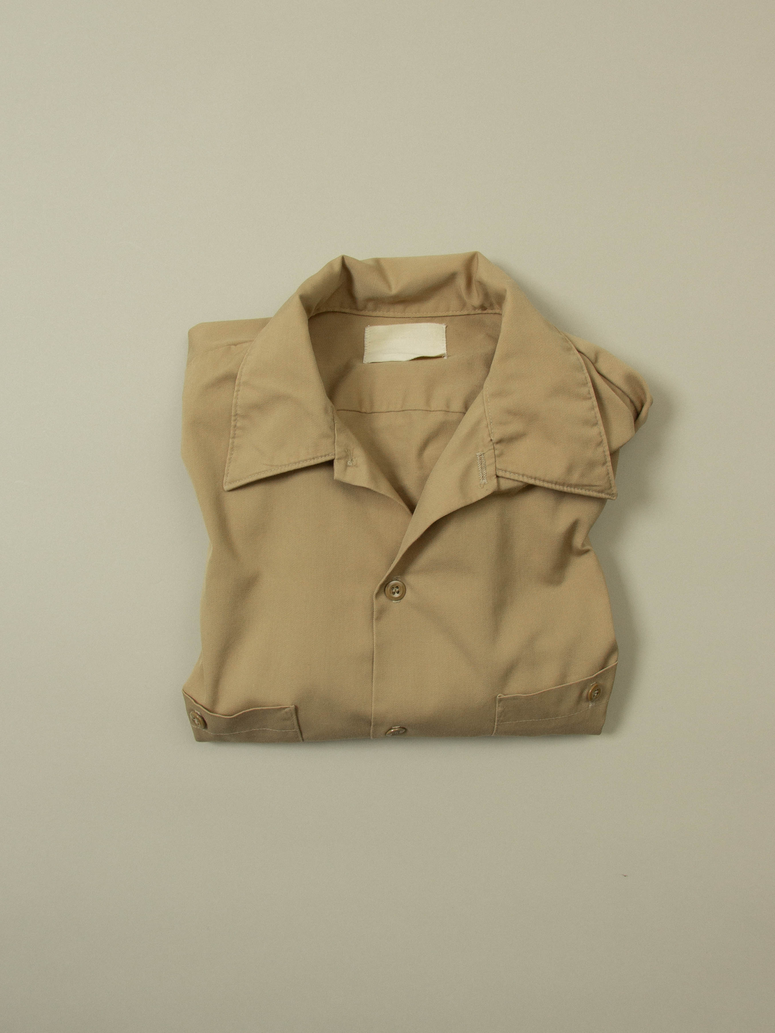 Vtg 1980s Short Sleeve Khaki Shirt (M) - Image 4
