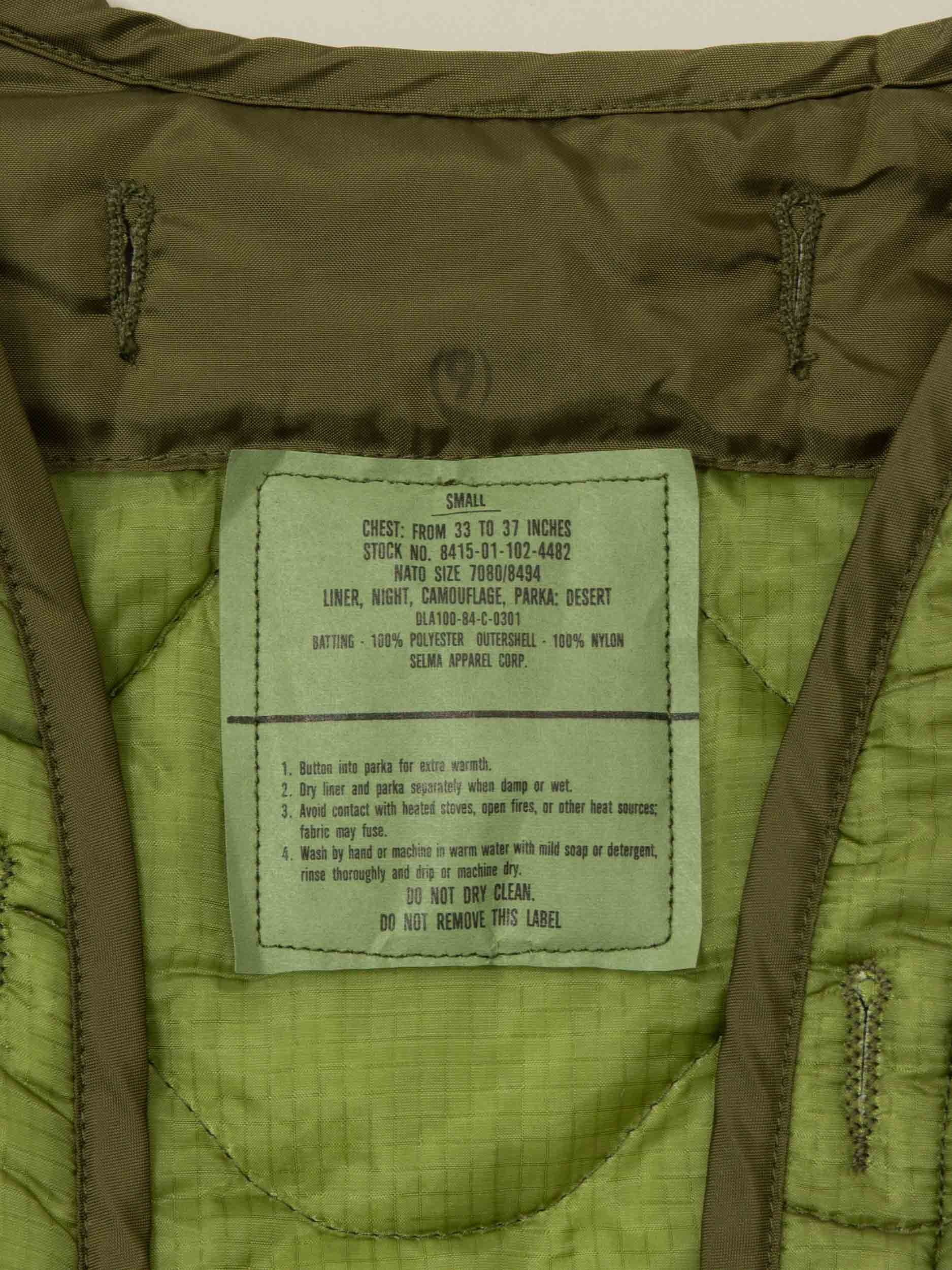 Vtg 1980s US Army Desert Parka Liner (S) - Image 2