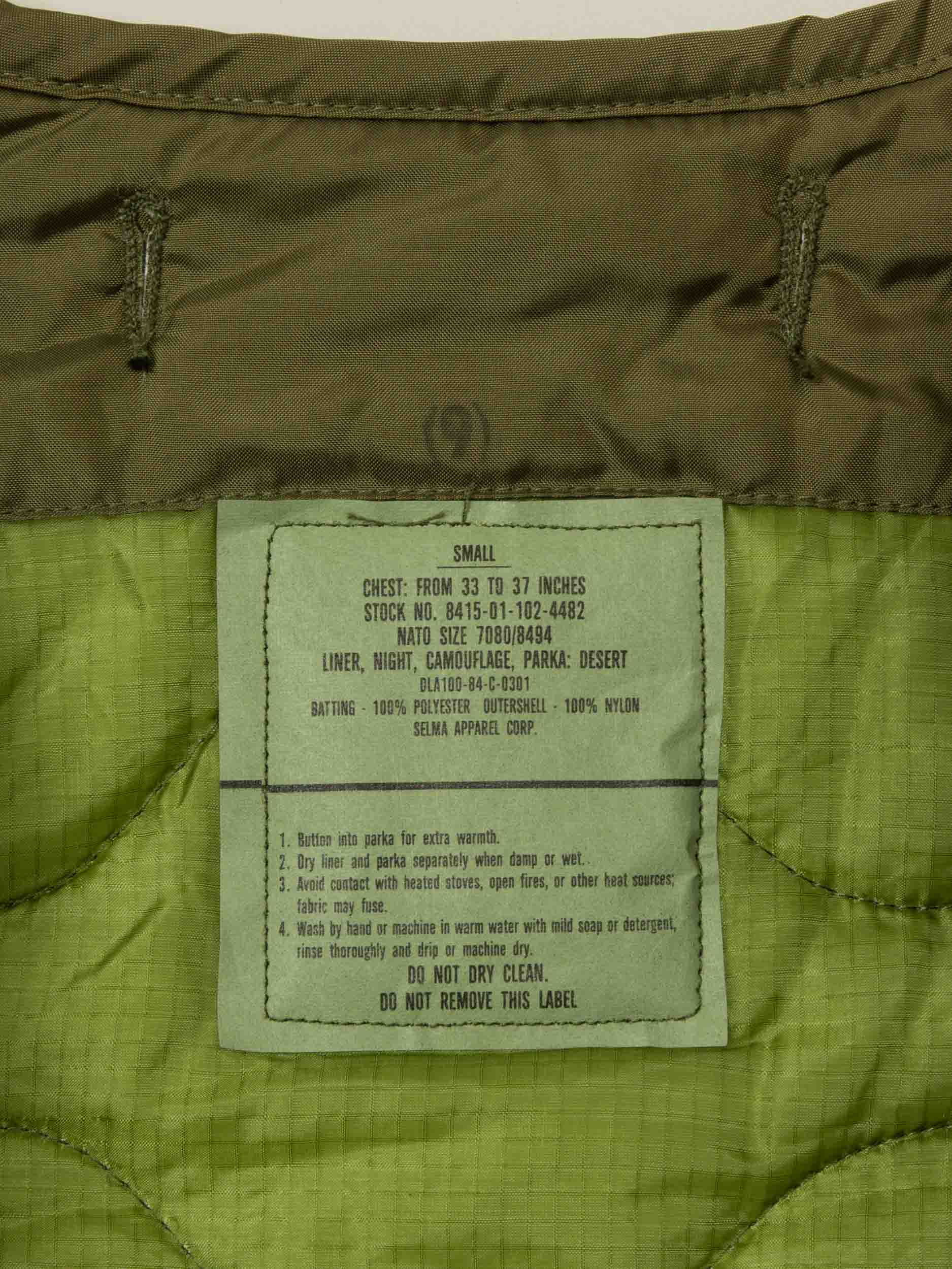 Vtg 1980s US Army Desert Parka Liner (S) - Image 3