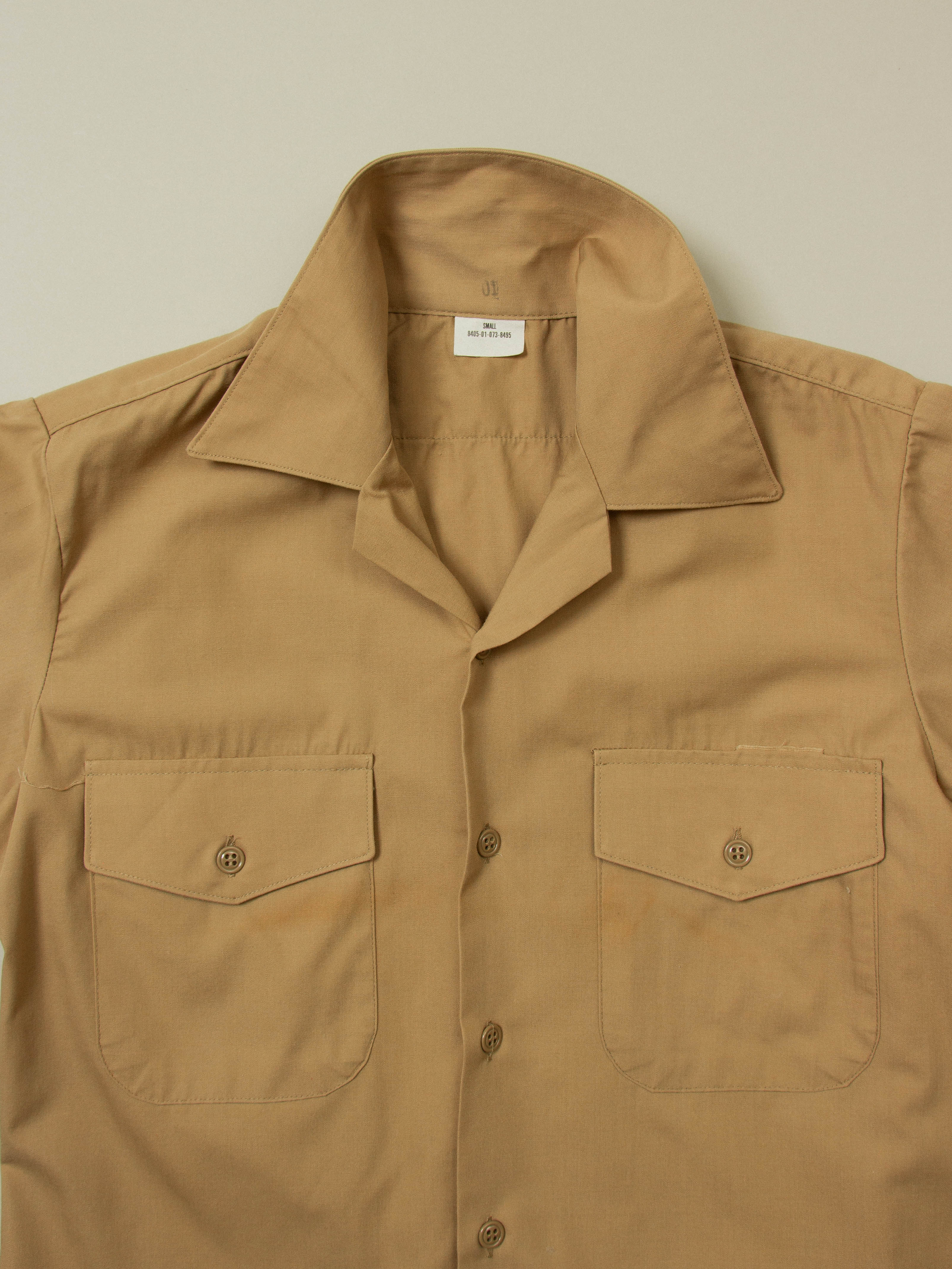 Vtg 1980s US Army Khaki Officer Shirt (S) - Image 3