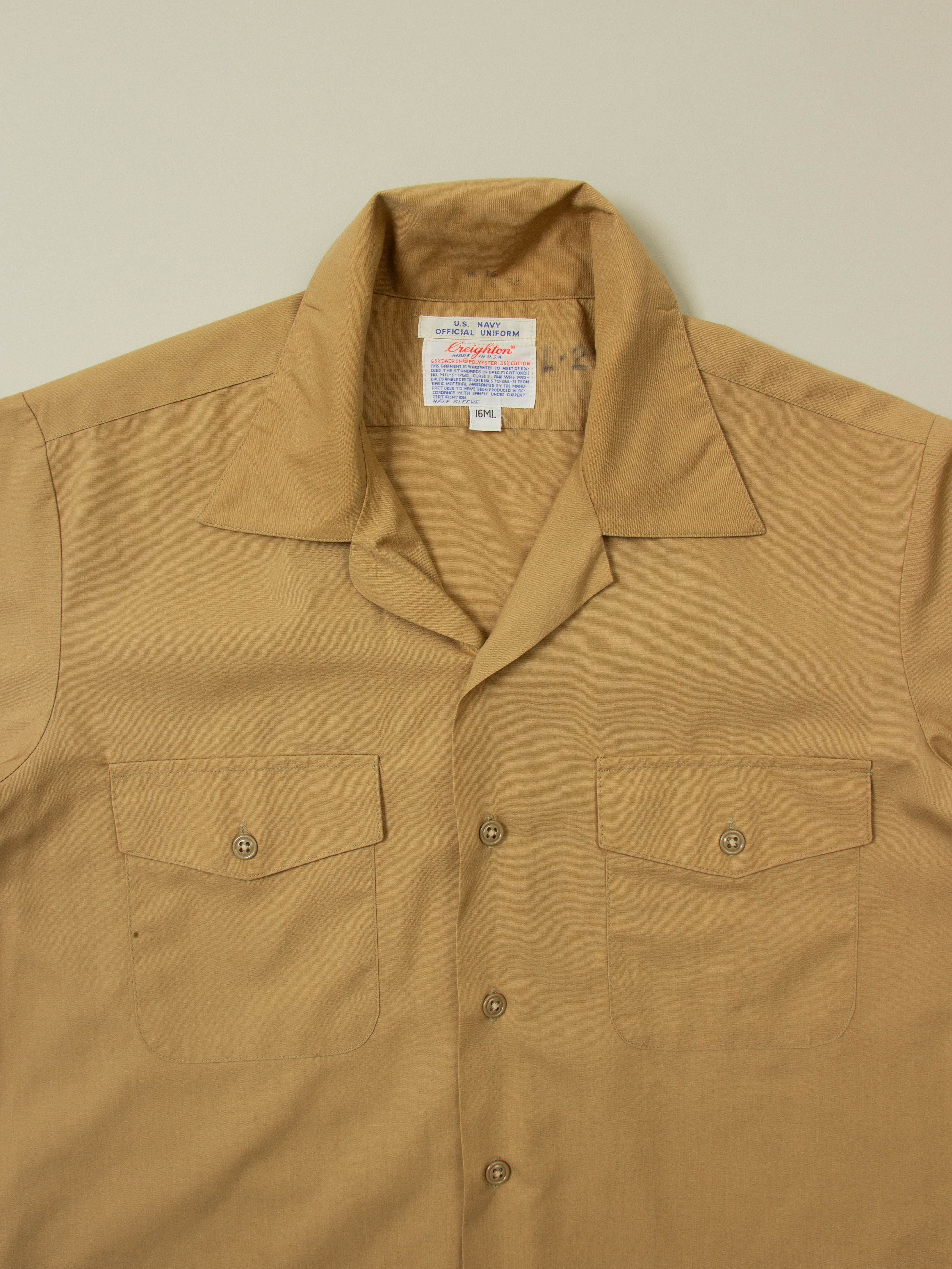Vtg 1980s US Navy Short Sleeve Officer Shirt (M) - Image 6