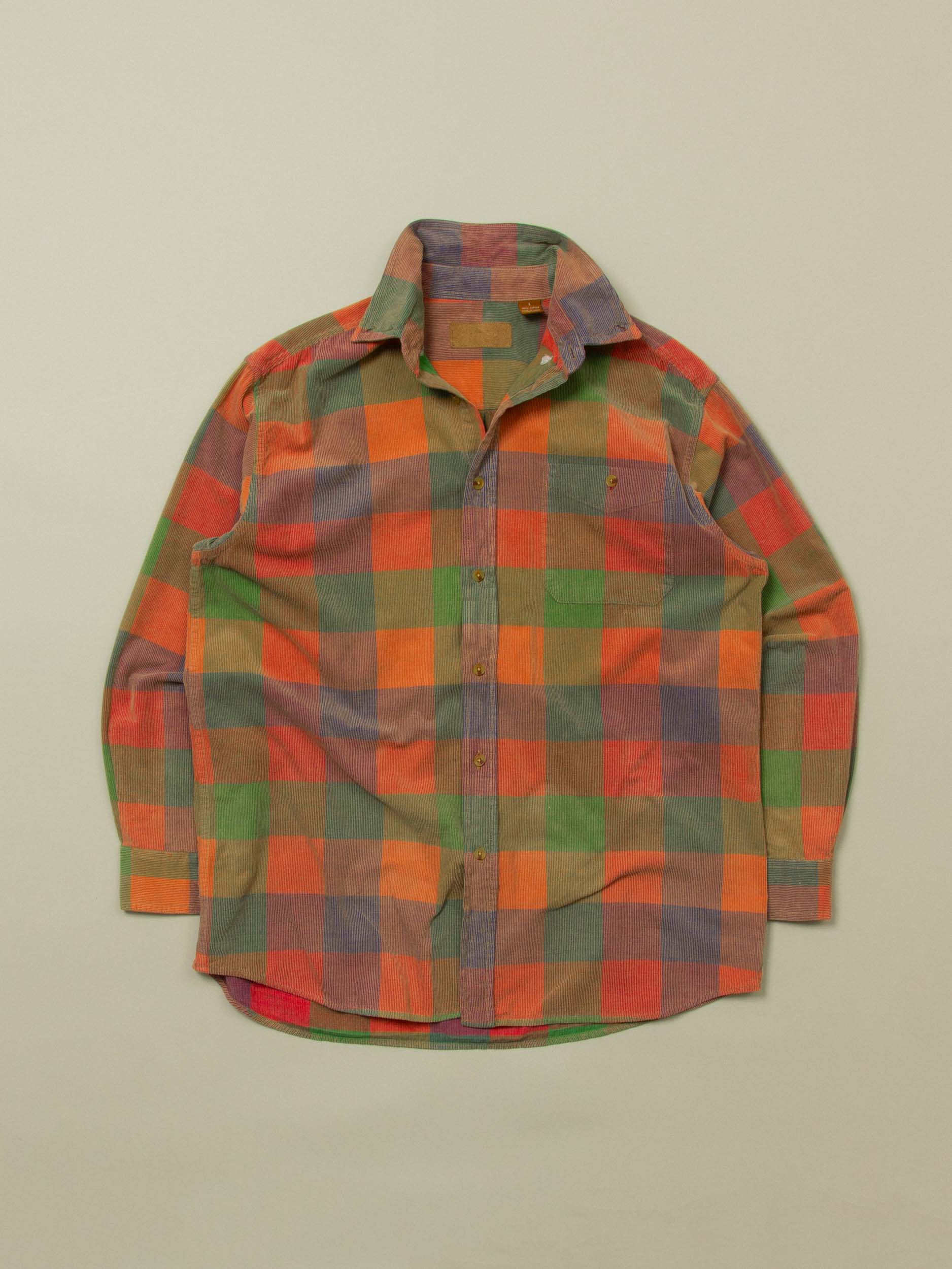 Vtg 1990s Checkered Corduroy Shirt (L)