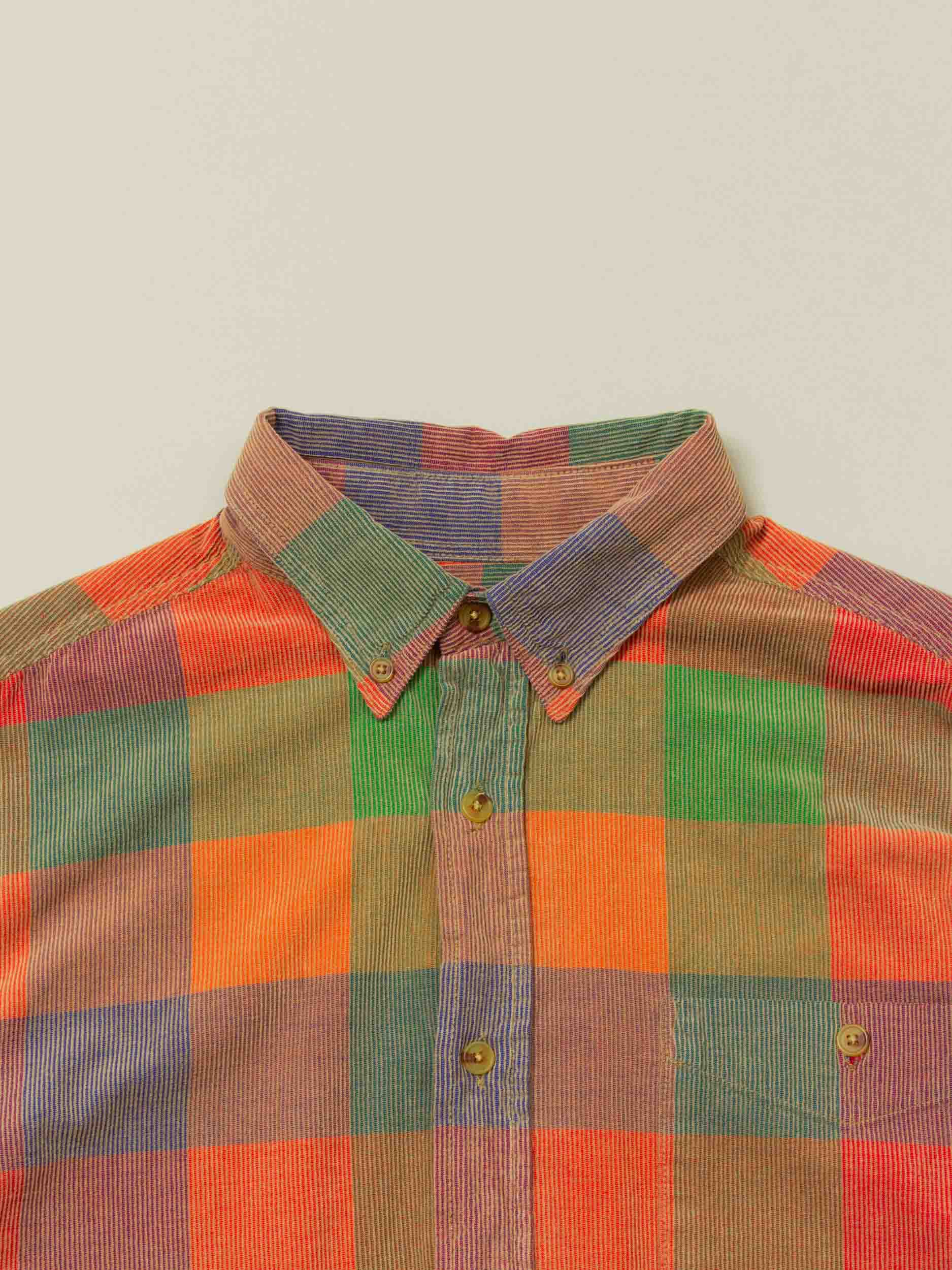 Vtg 1990s Checkered Corduroy Shirt (L) - Image 3