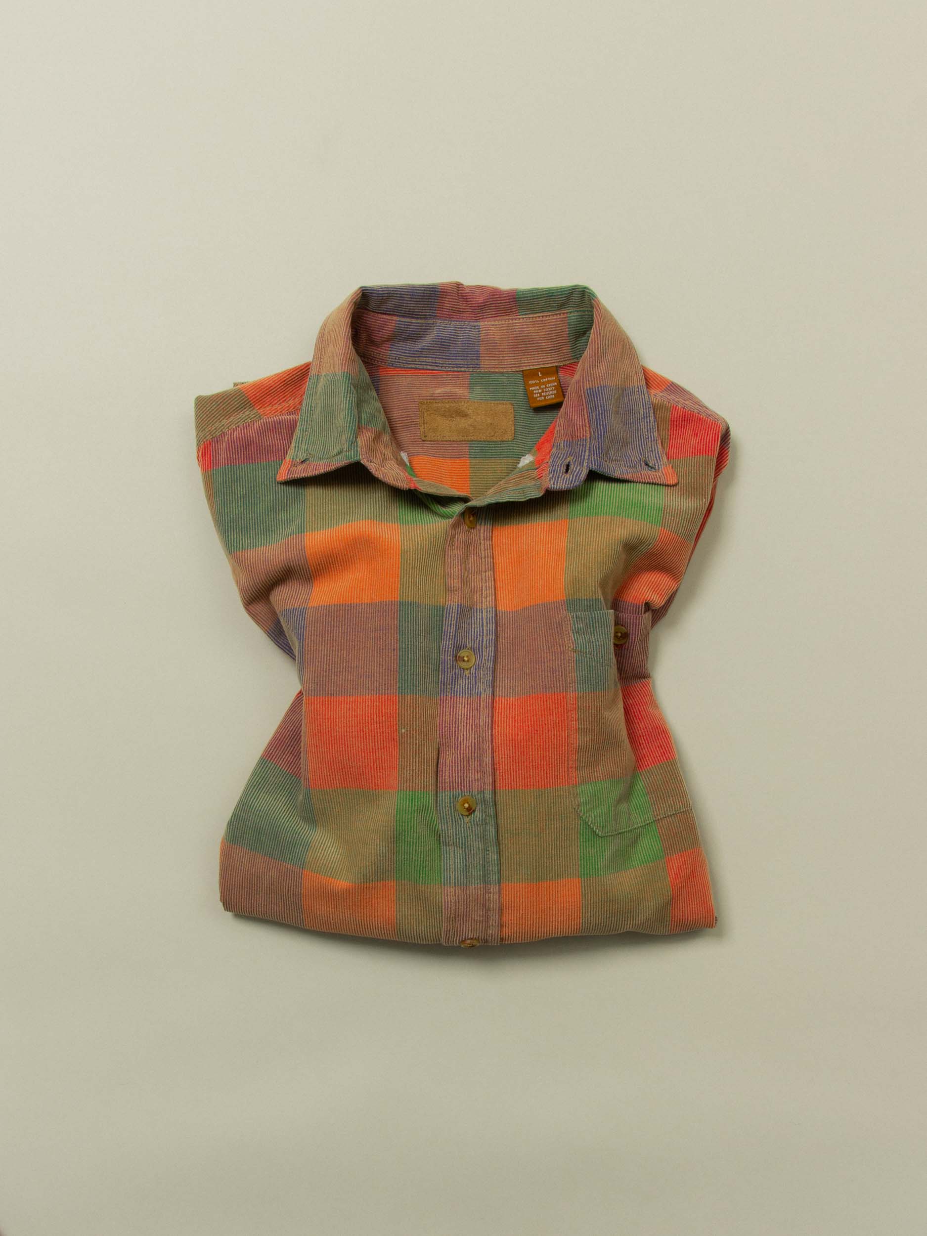 Vtg 1990s Checkered Corduroy Shirt (L) - Image 6