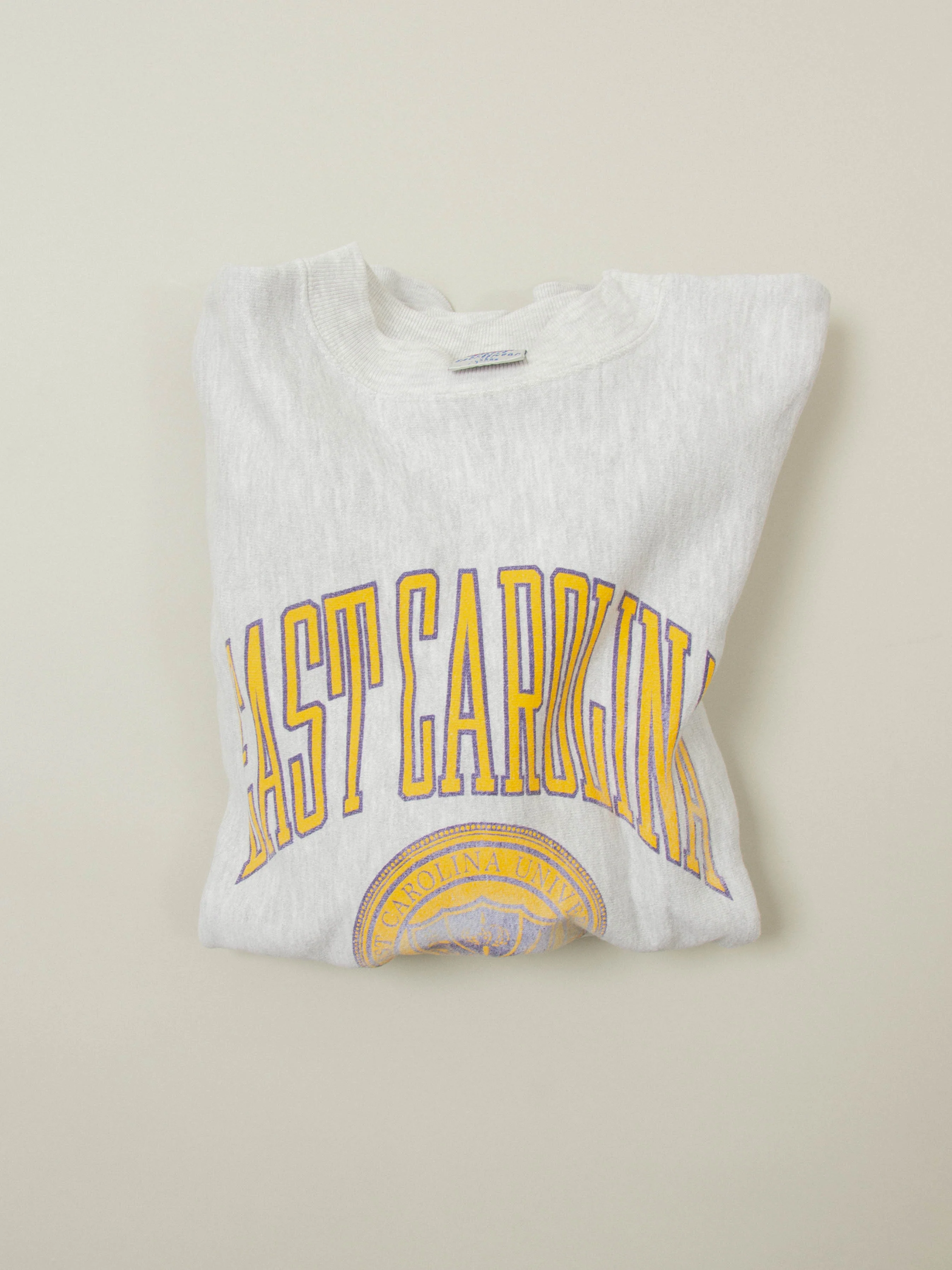 Vtg 1990s East Carolina University Heavyweight Sweatshirt - Made in USA (L) - Image 6