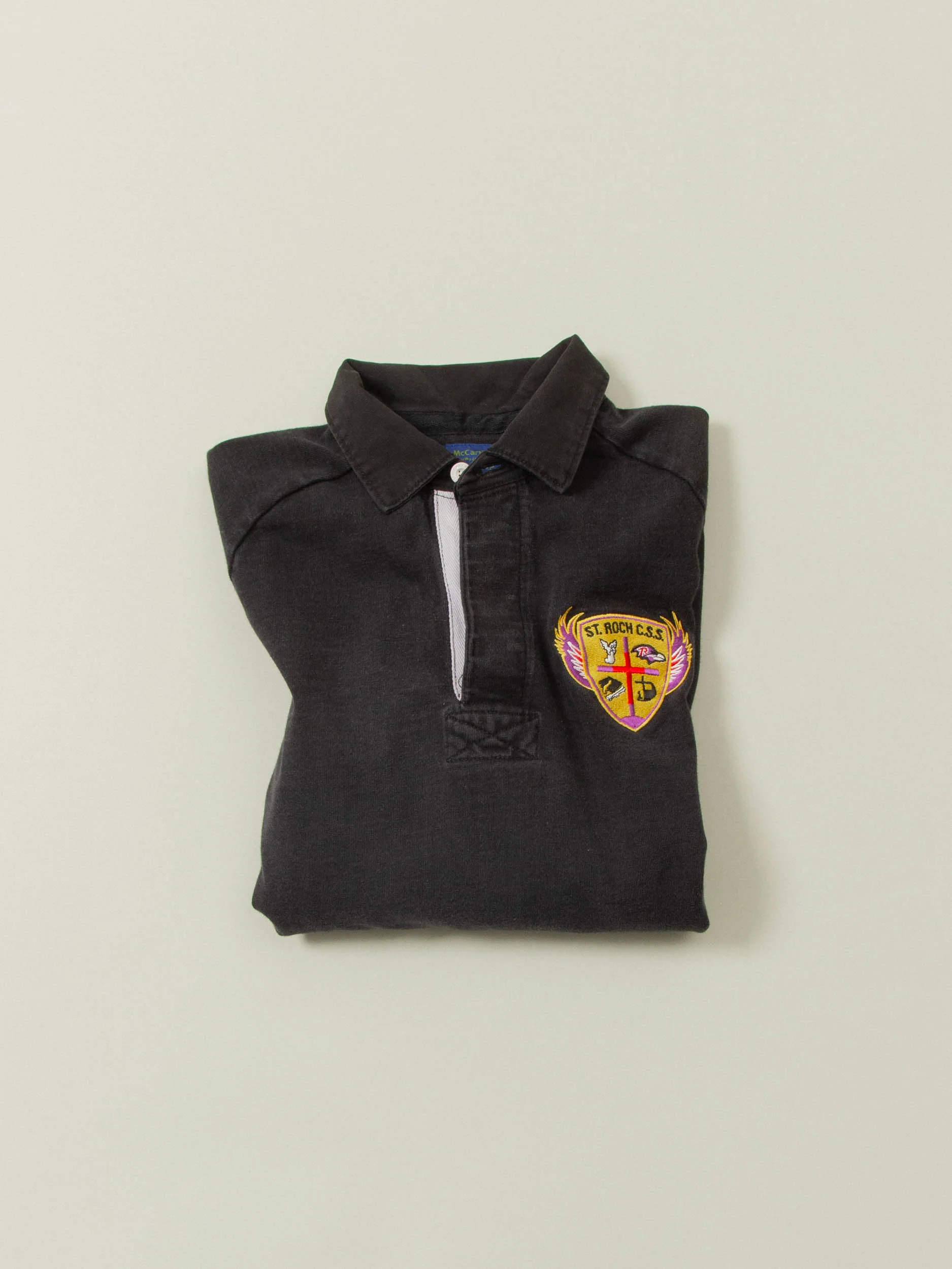 Vtg 1990s Embroidered Rugby Shirt (S) - Image 6