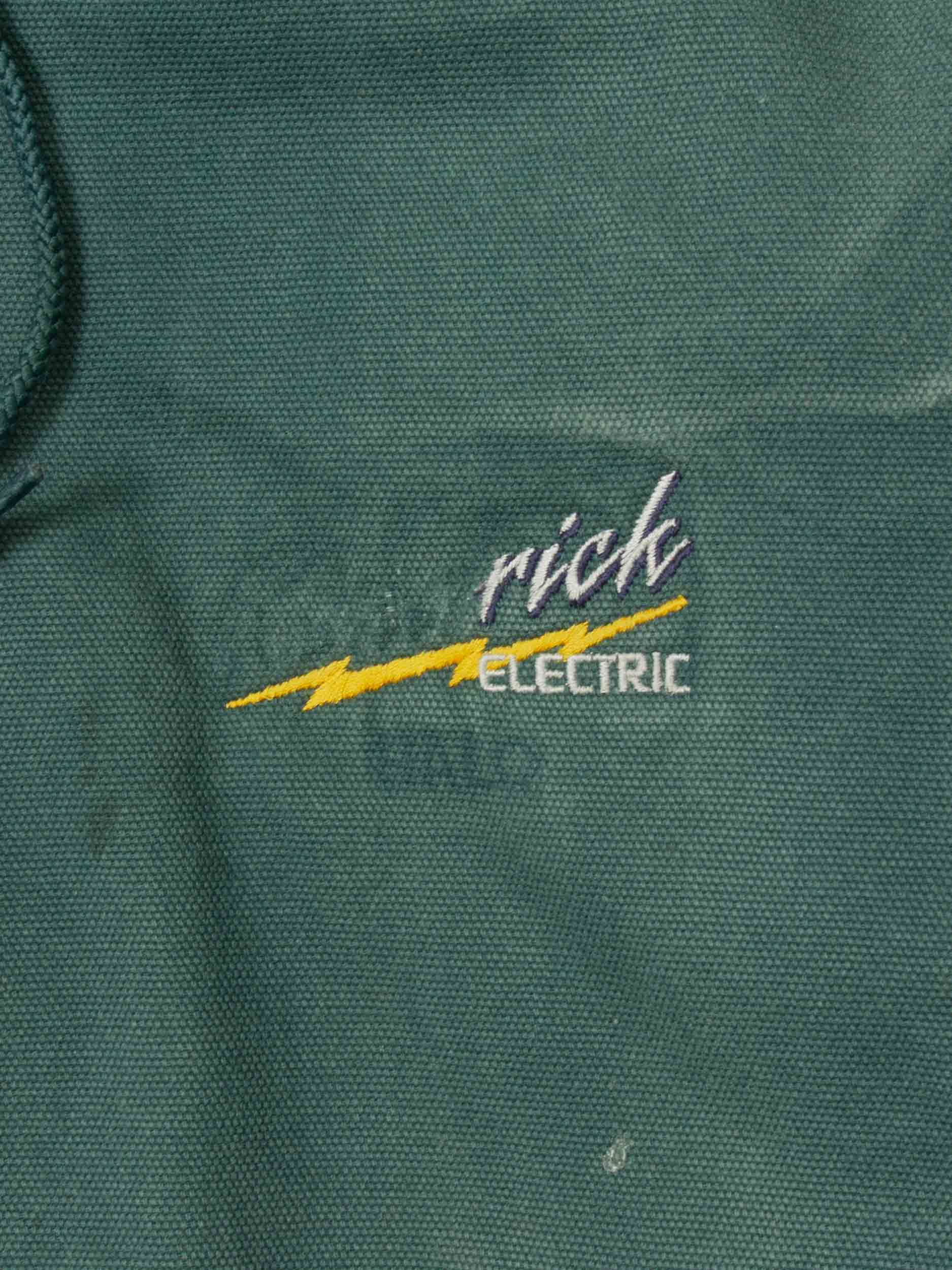 Vtg 1990s Green Hooded Canvas Work Jacket (L) - Image 3