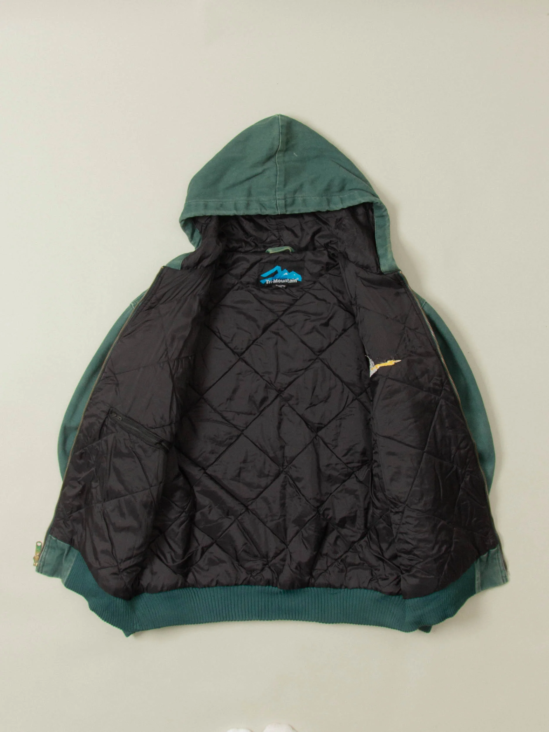 Vtg 1990s Green Hooded Canvas Work Jacket (L) - Image 7