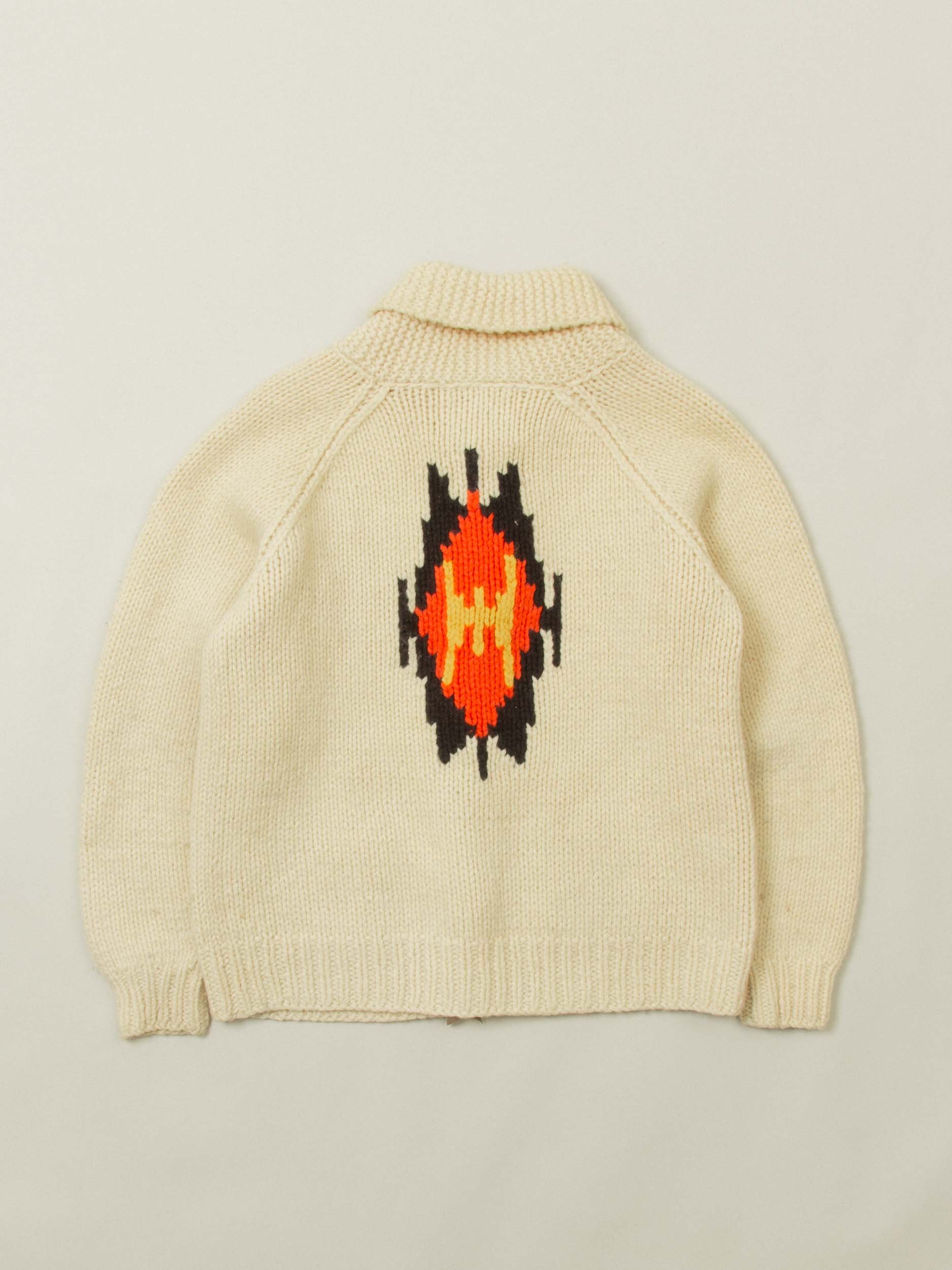 Vtg 1990s Heavy Wool Knit Cowichan Cardigan (L) - Image 2