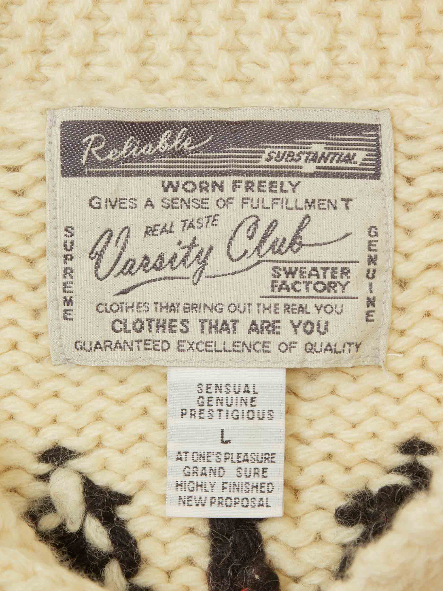 Vtg 1990s Heavy Wool Knit Cowichan Cardigan (L) - Image 5