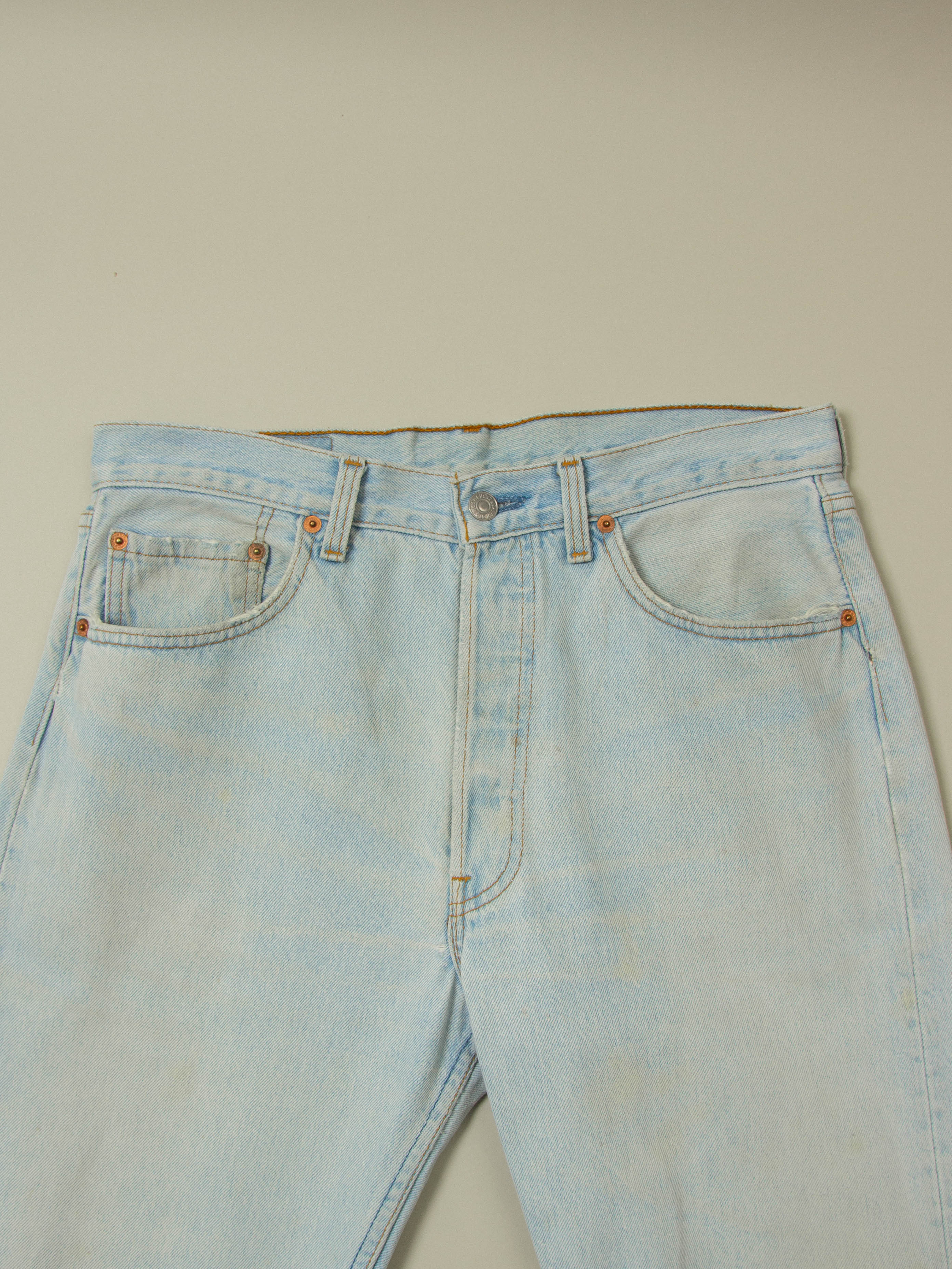 Vtg 1990s Distressed Levi's 501 Jeans - Made in USA (34x36) - Image 3