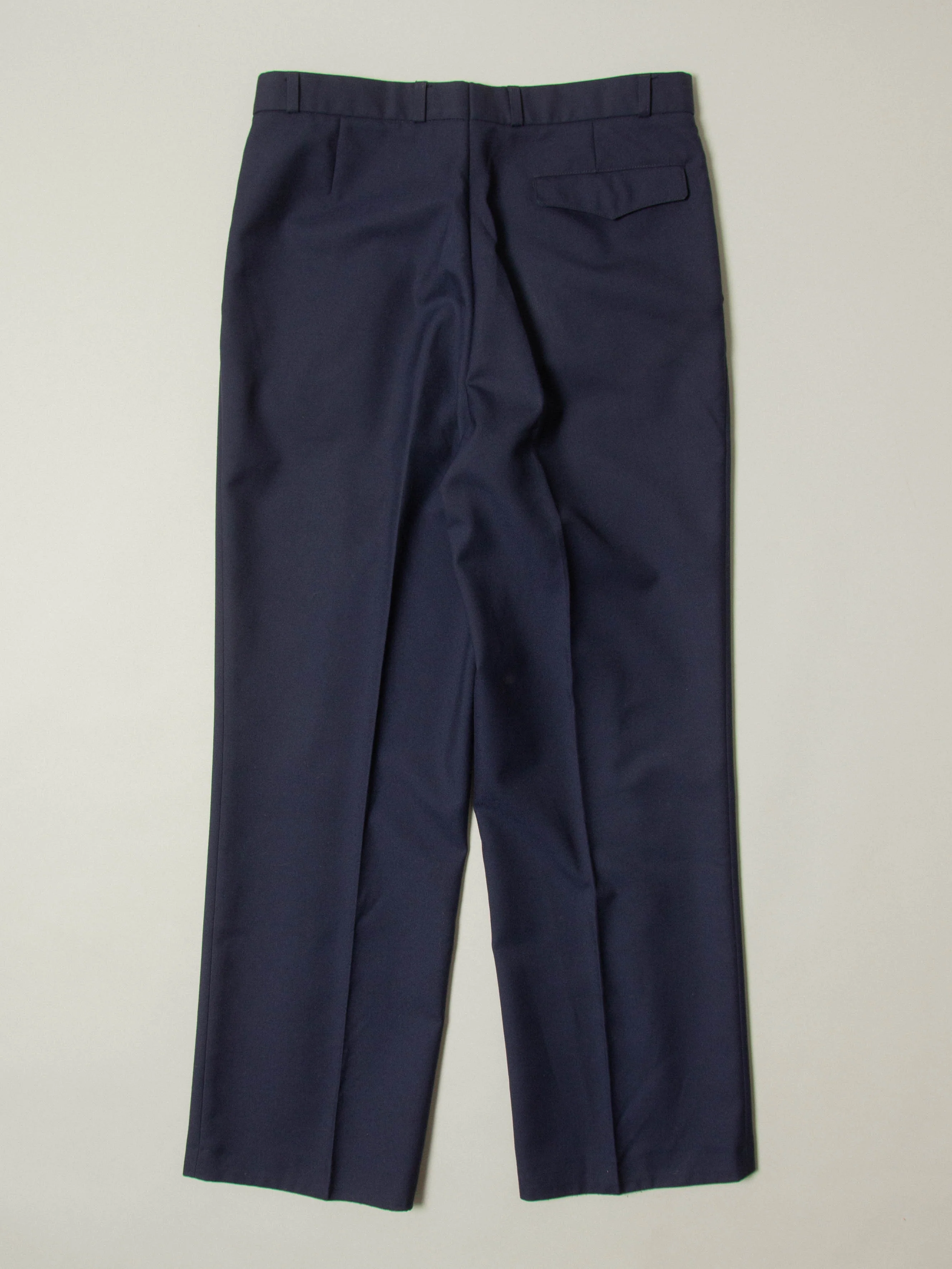 Vtg 1990s Pleated Army Wool Dress Trousers (Navy) - Image 6