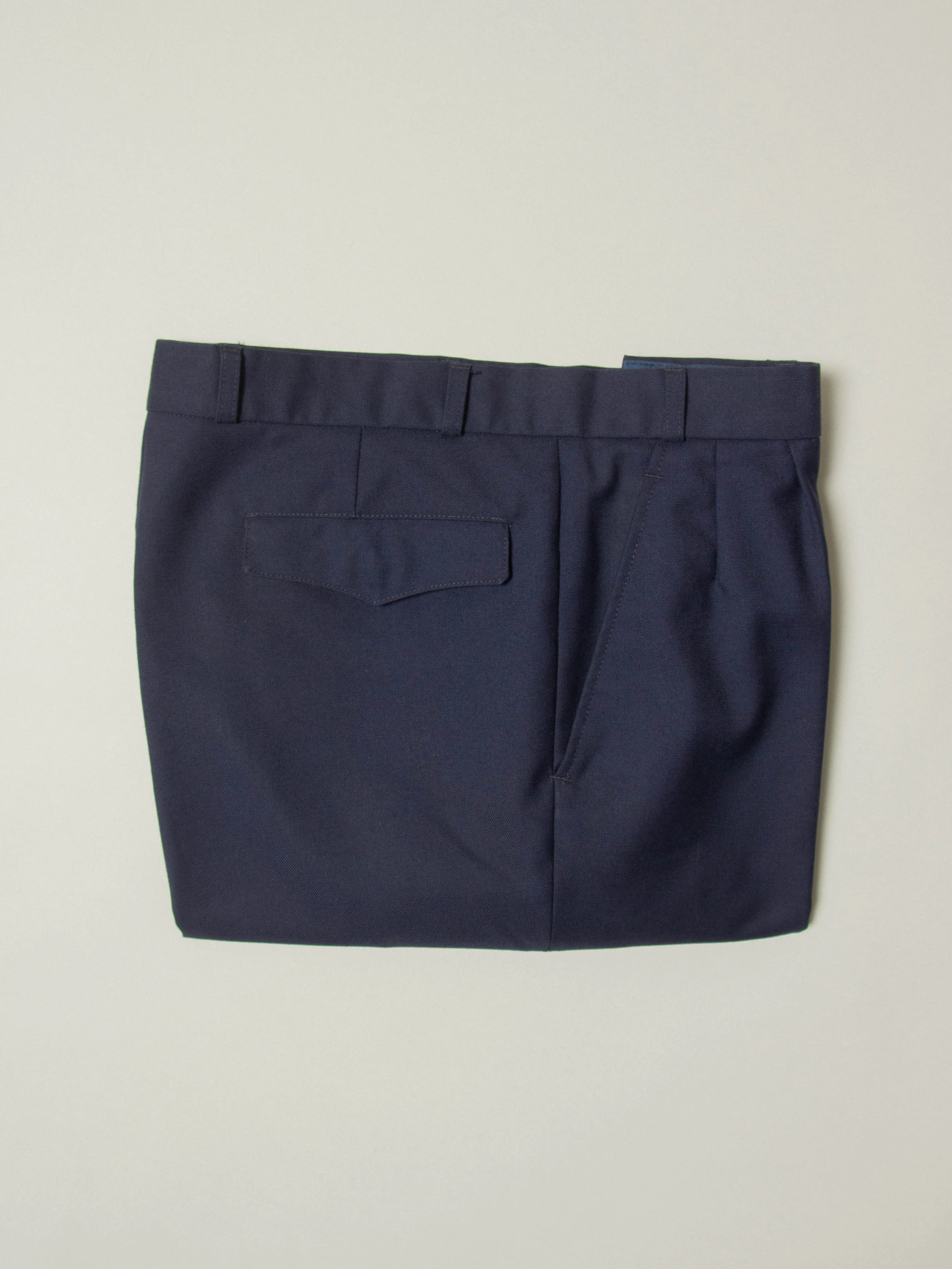 Vtg 1990s Pleated Army Wool Dress Trousers (Navy) - Image 8
