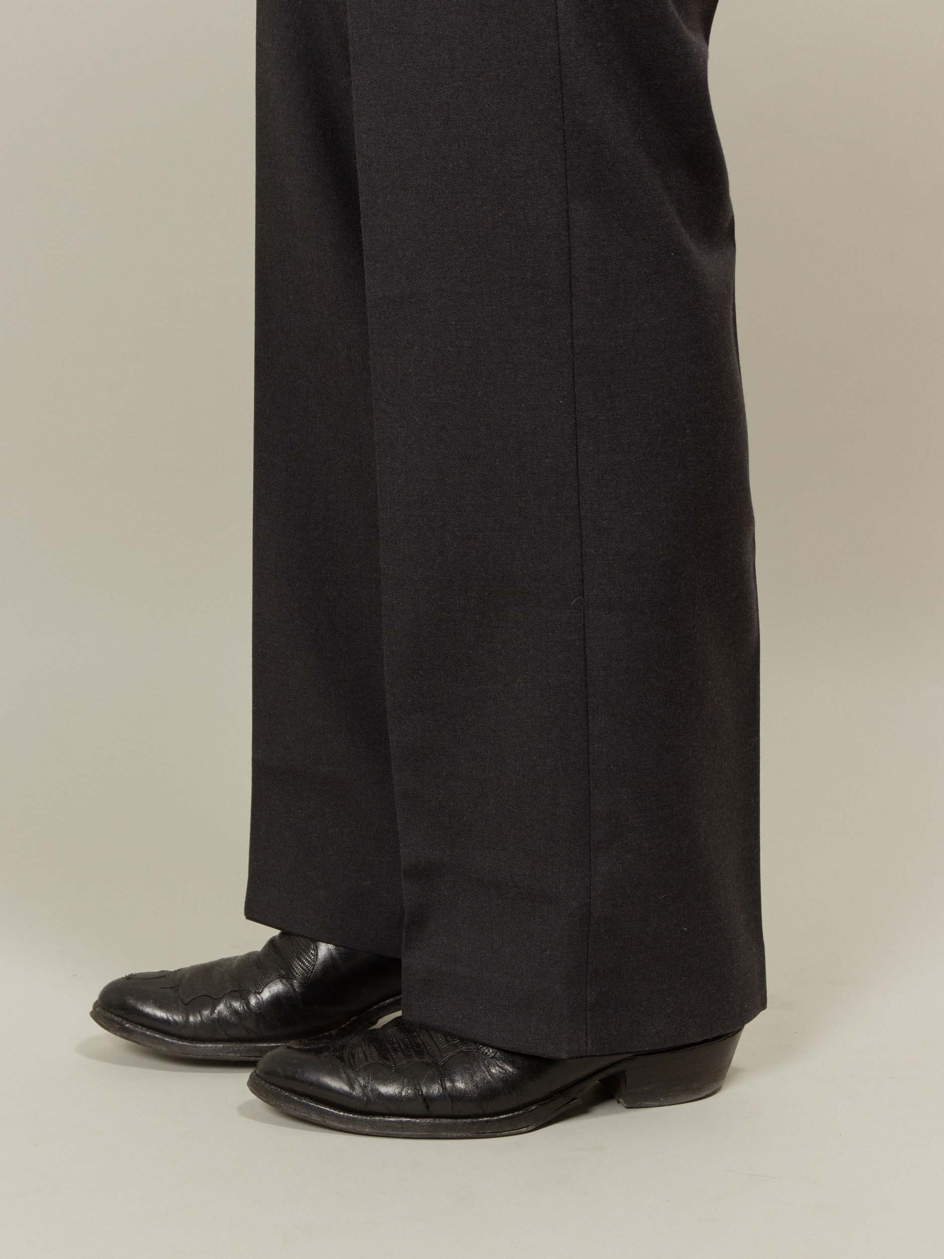 Vtg 1990s Pleated Army Wool Dress Trousers (Dark Grey) - Image 2