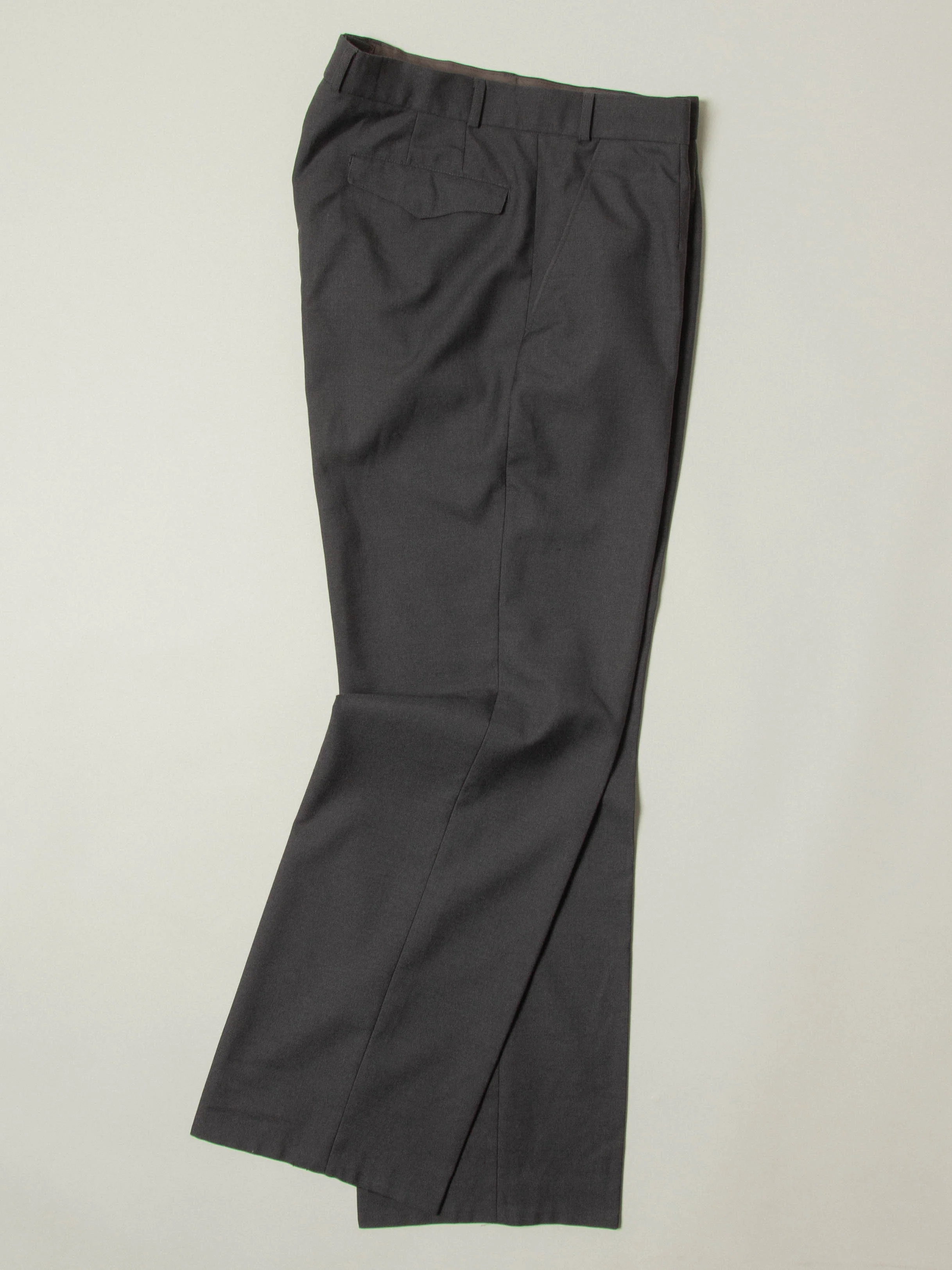 Vtg 1990s Pleated Army Wool Dress Trousers (Dark Grey) - Image 4
