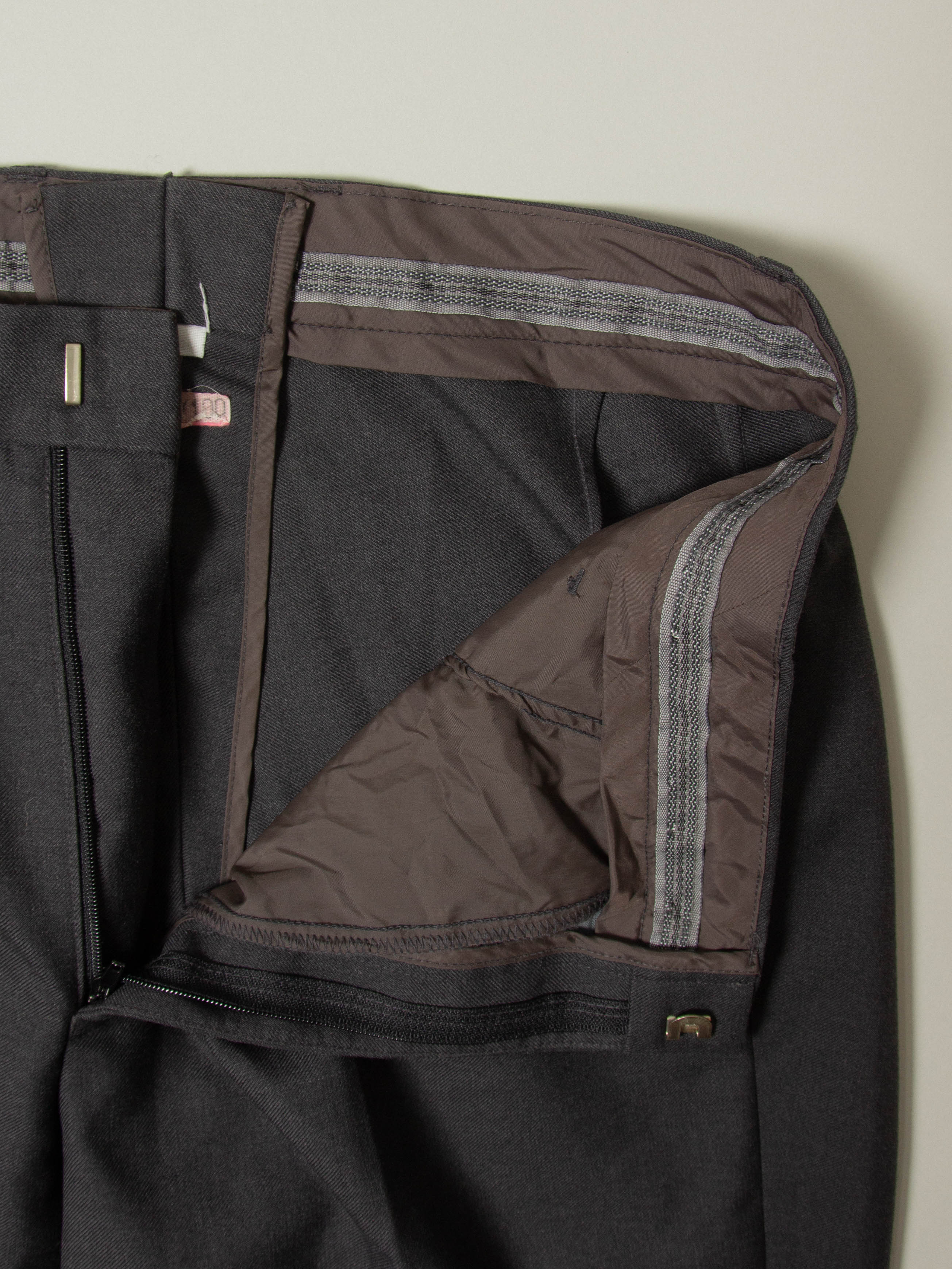Vtg 1990s Pleated Army Wool Dress Trousers (Dark Grey) - Image 5