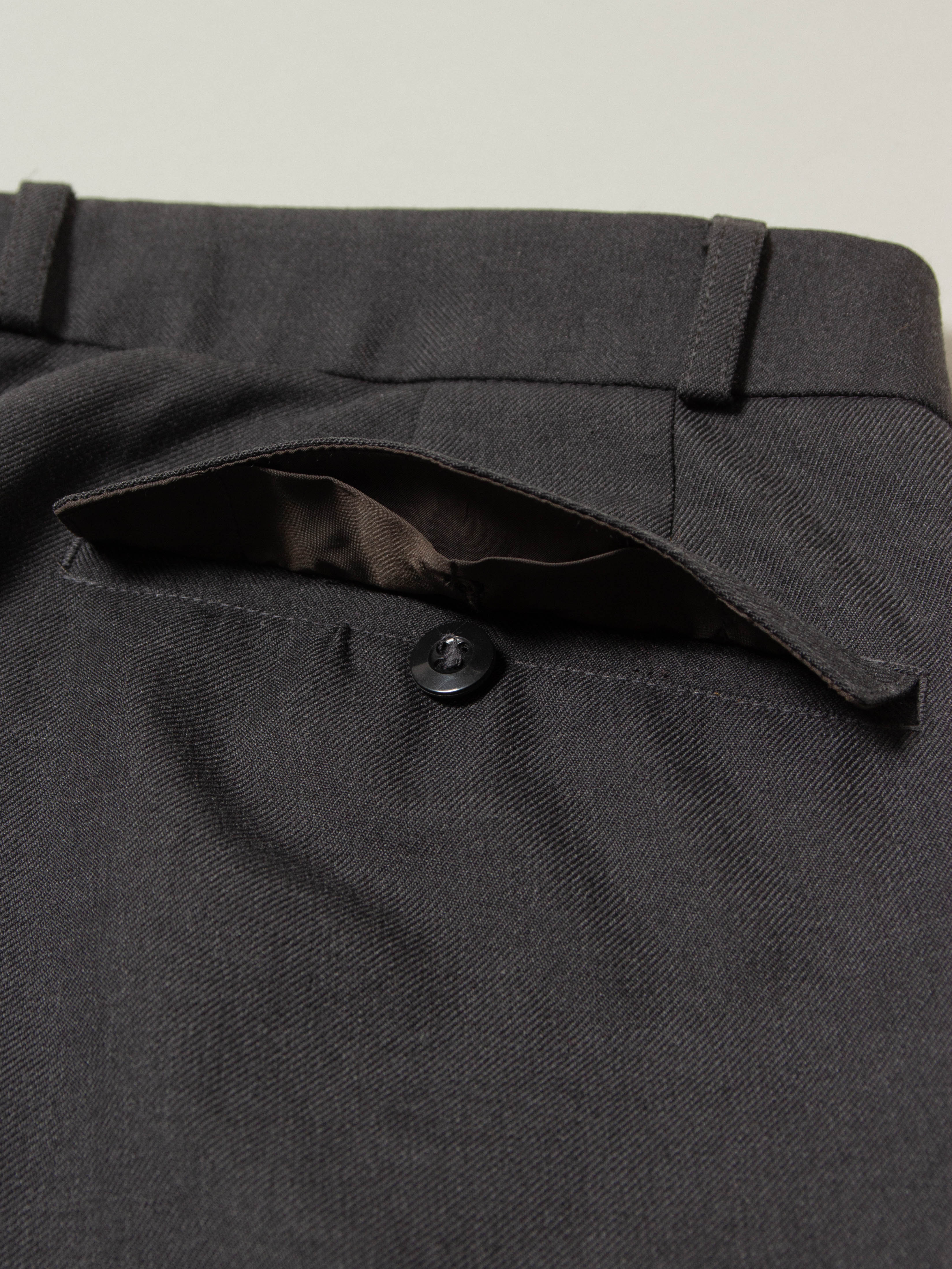 Vtg 1990s Pleated Army Wool Dress Trousers (Dark Grey) - Image 8