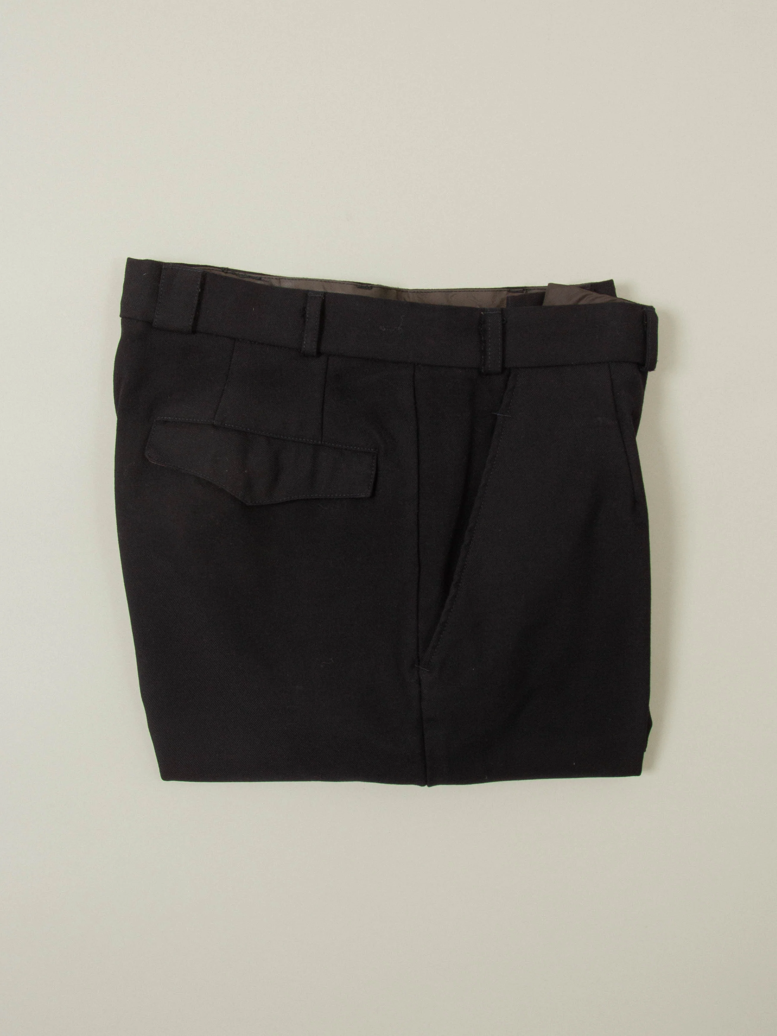 Vtg 1990s Pleated Army Wool Dress Trousers (Black) - Image 6