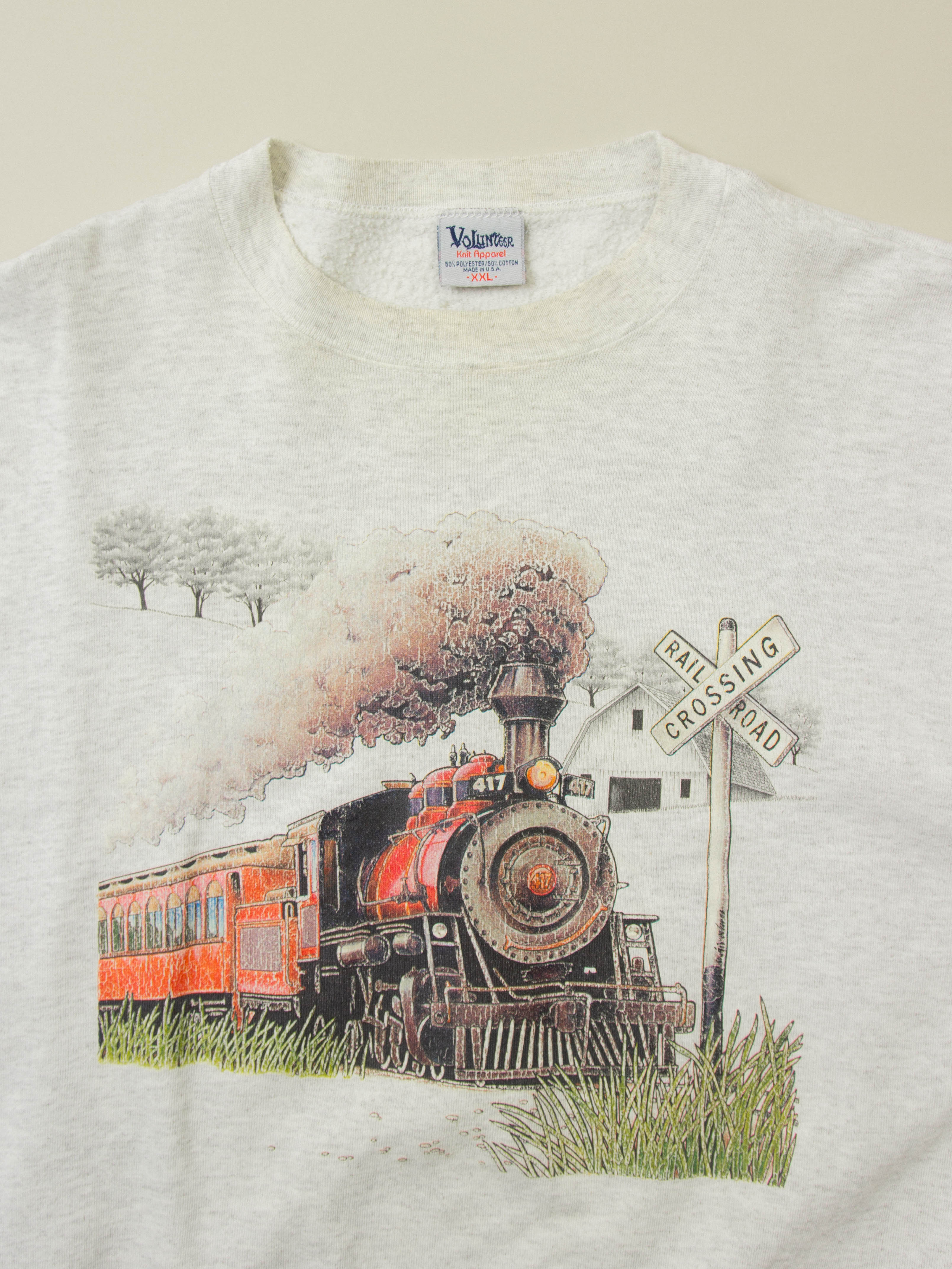 Vtg 1990s 'Rail Road' Sweatshirt - Made in USA (XXL) - Image 3