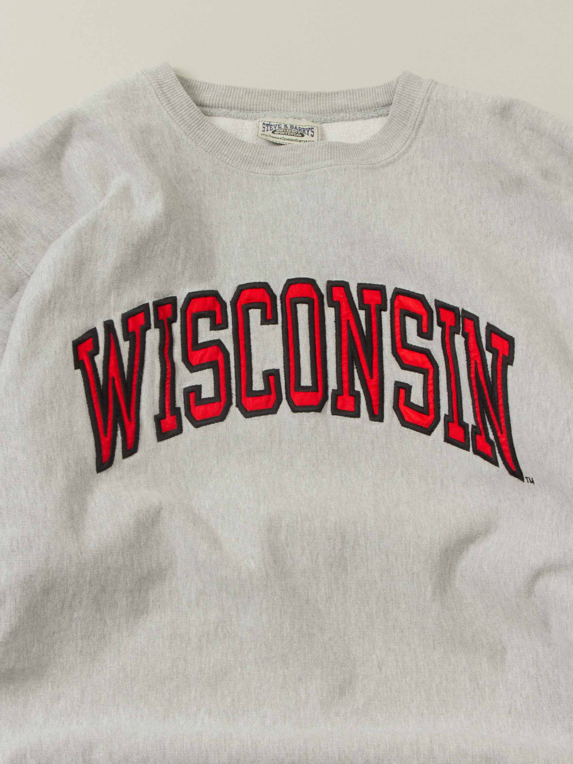 Vtg 1990s Reverse Weave Wisconsin Sweatshirt (XXL) - Image 3
